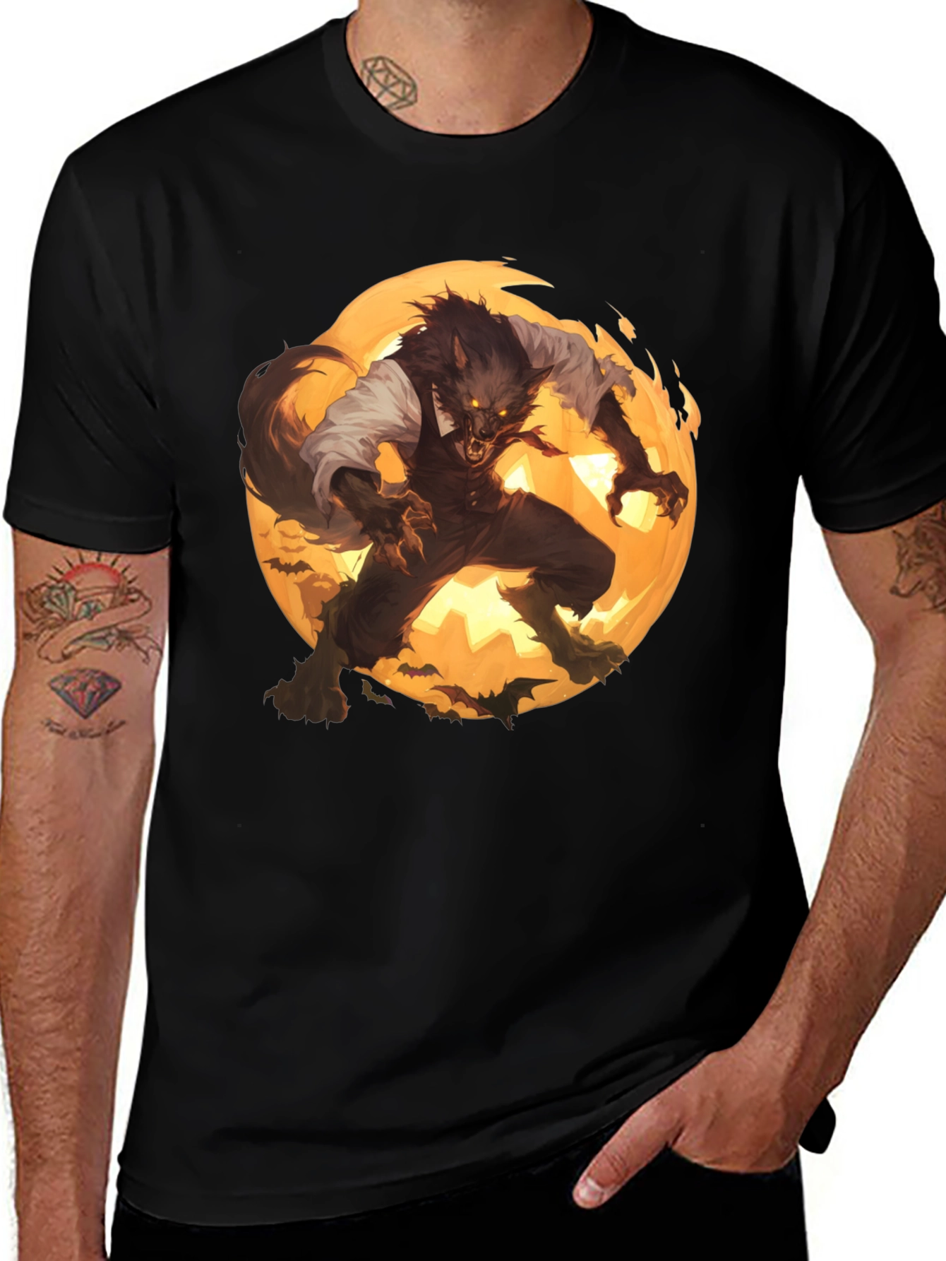 Werewolf Moon Graphic T-Shirt - Halloween Ready