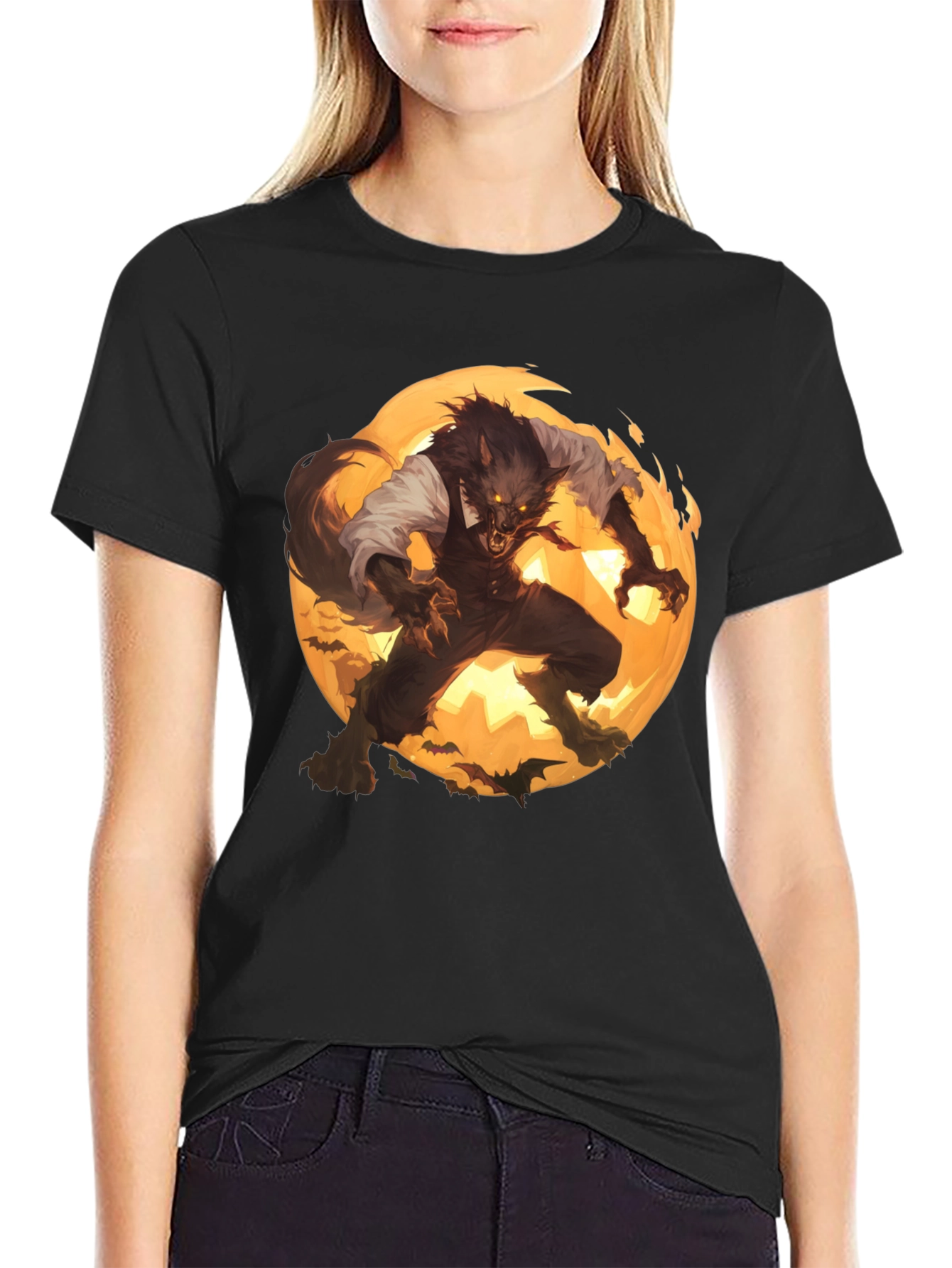 Werewolf Moon Graphic T-Shirt - Halloween Ready
