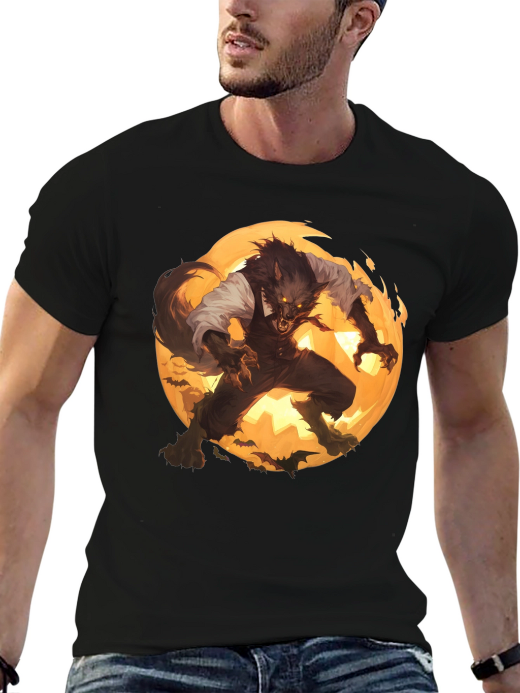 Werewolf Moon Graphic T-Shirt - Halloween Ready