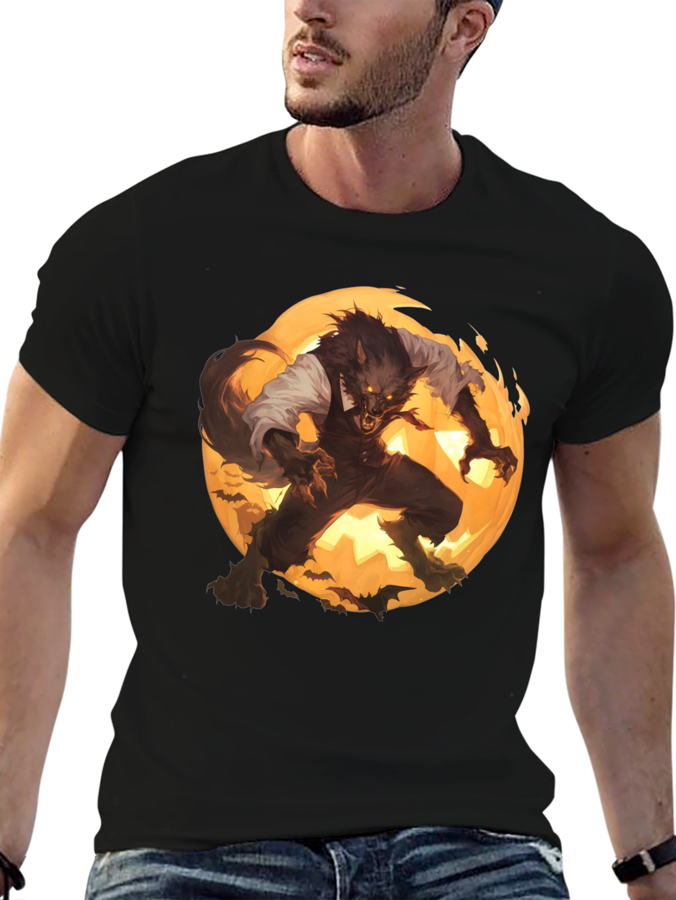 Werewolf Moon Graphic T-Shirt - Halloween Ready