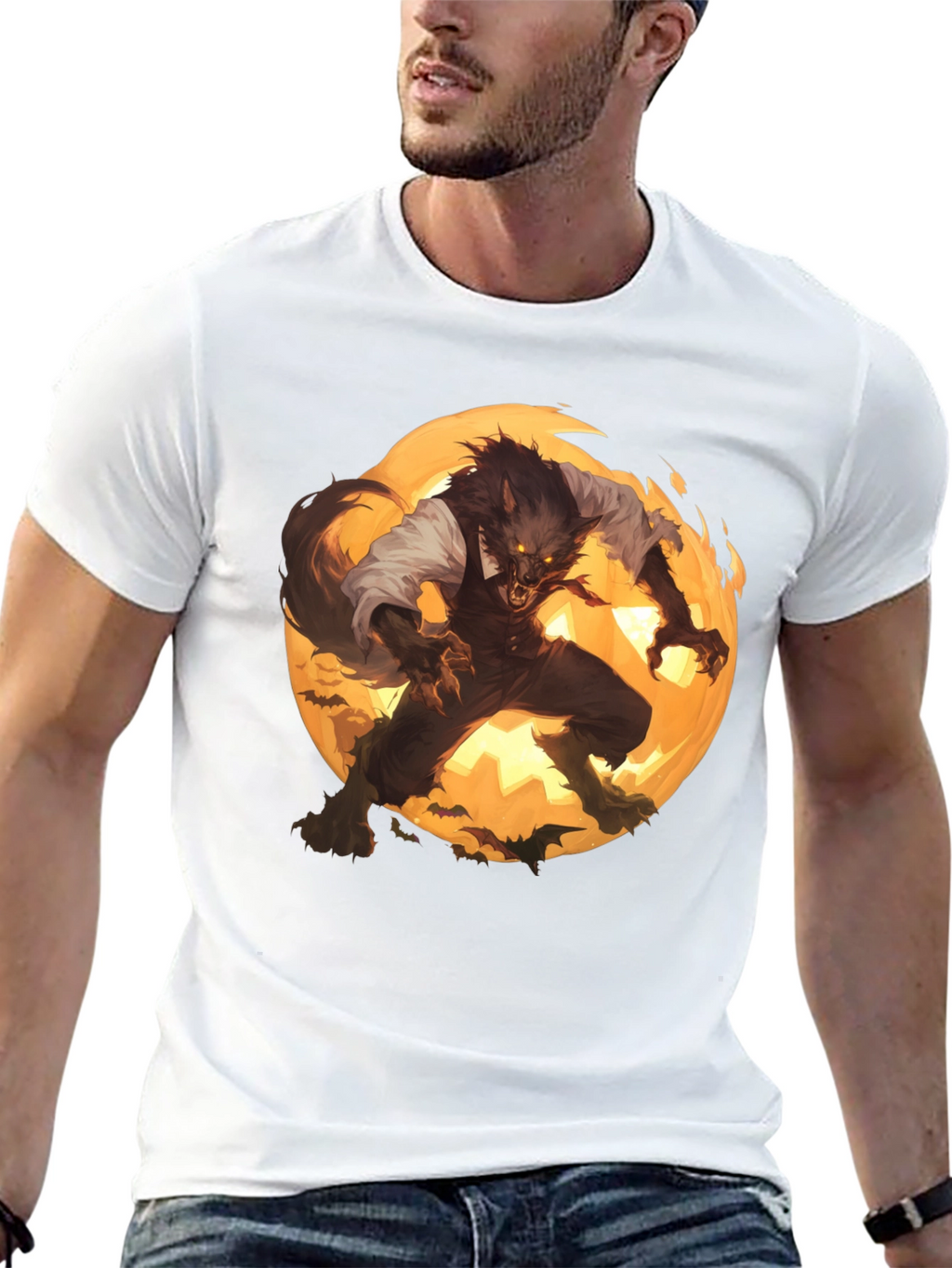 Werewolf Moon Graphic T-Shirt - Halloween Ready