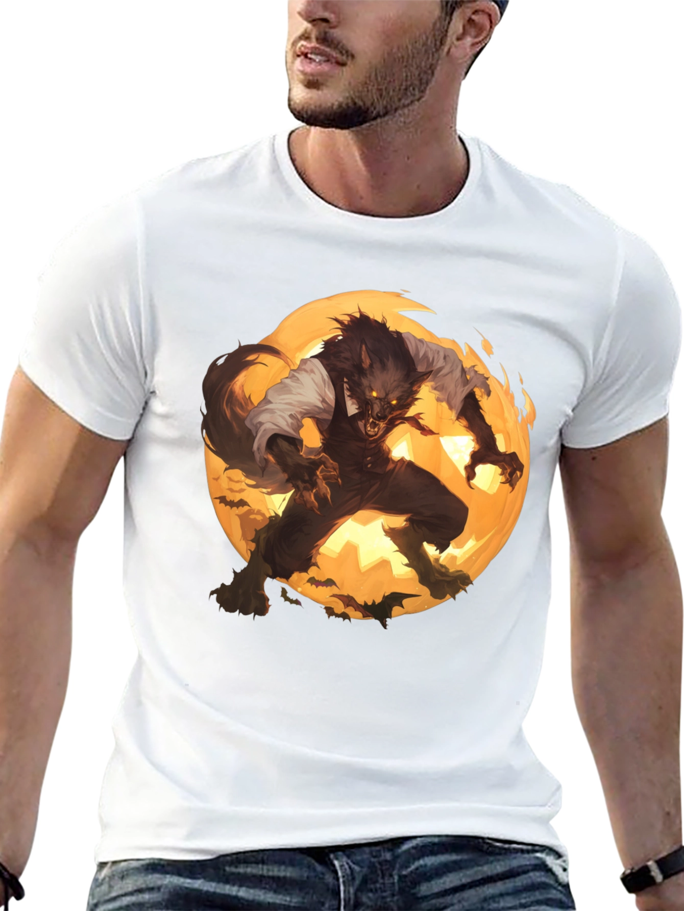 Werewolf Moon Graphic T-Shirt - Halloween Ready