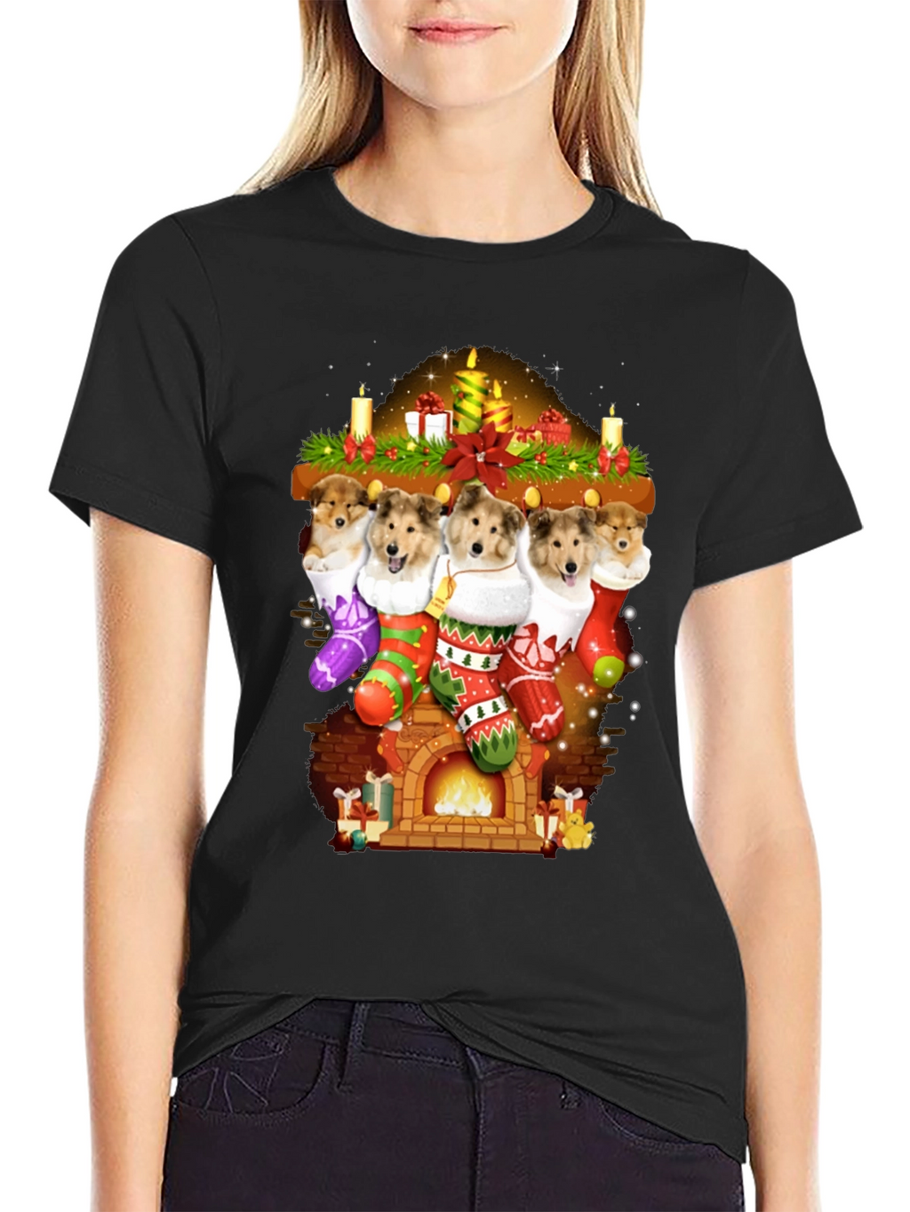 Festive Dog Stocking T-Shirt