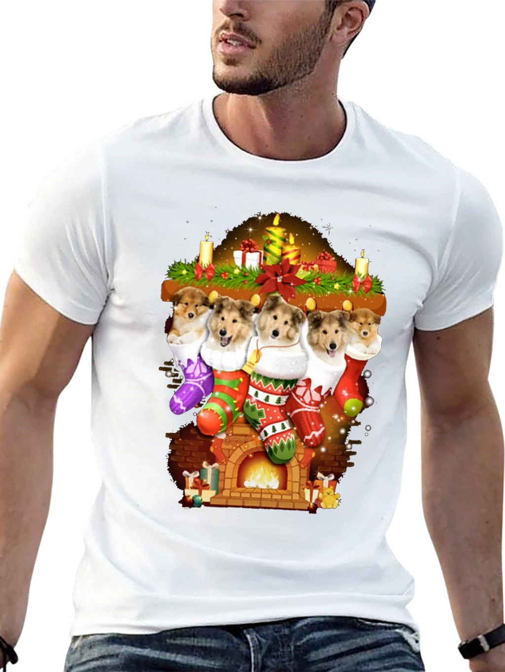 Festive Dog Stocking T-Shirt