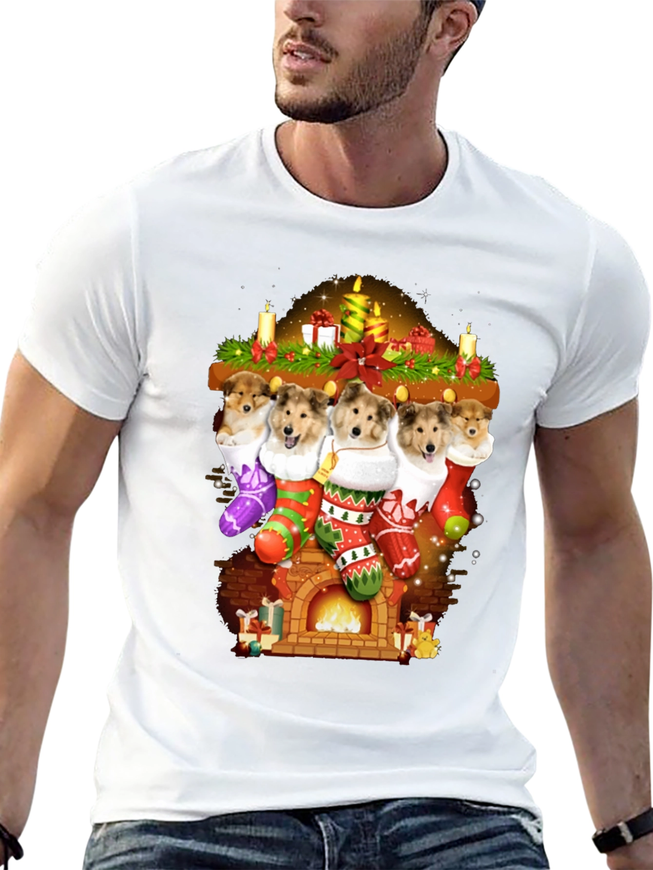 Festive Dog Stocking T-Shirt