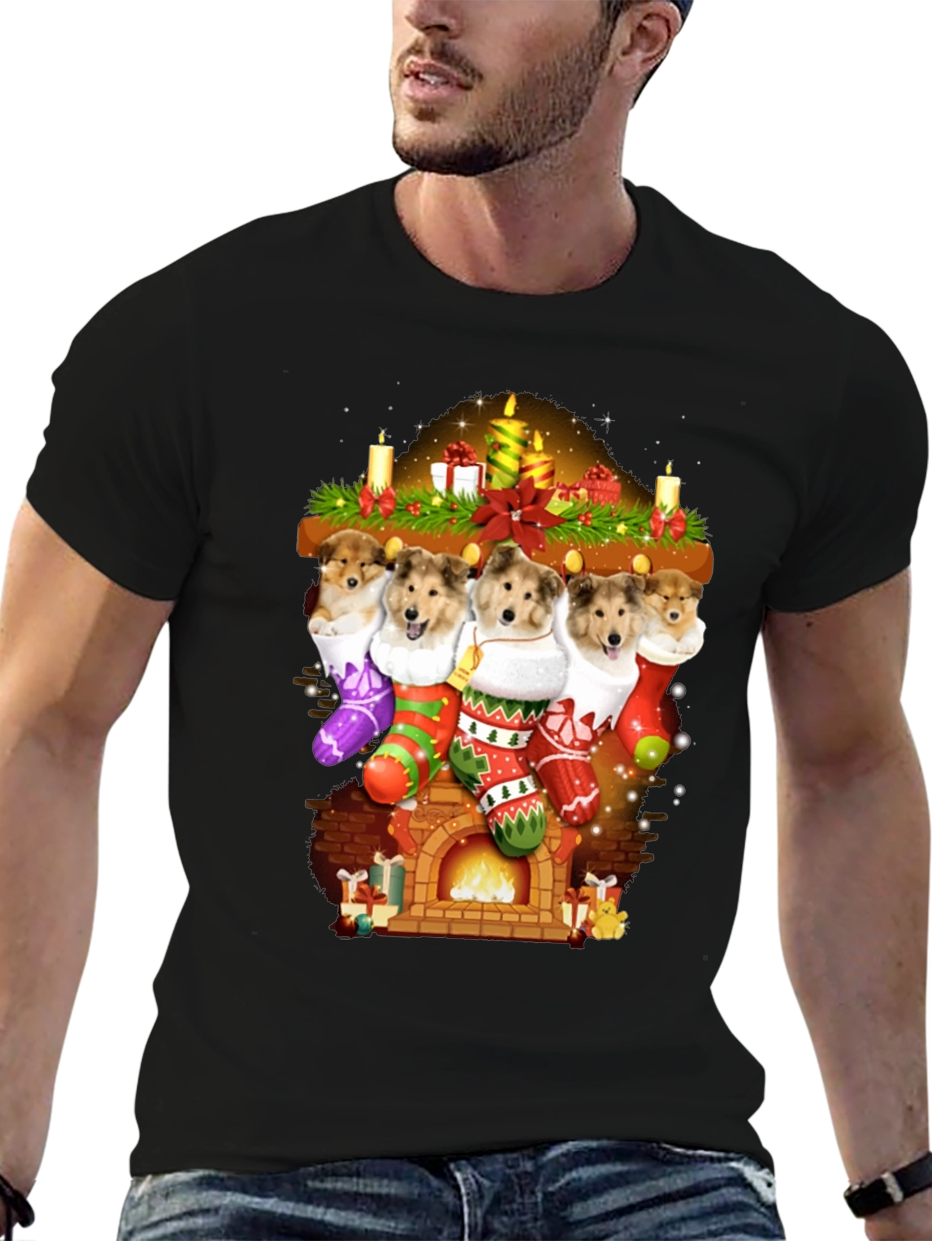 Festive Dog Stocking T-Shirt