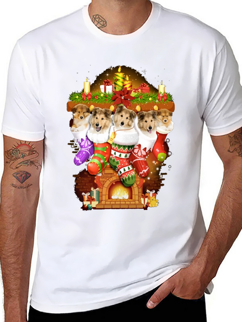 Festive Dog Stocking T-Shirt