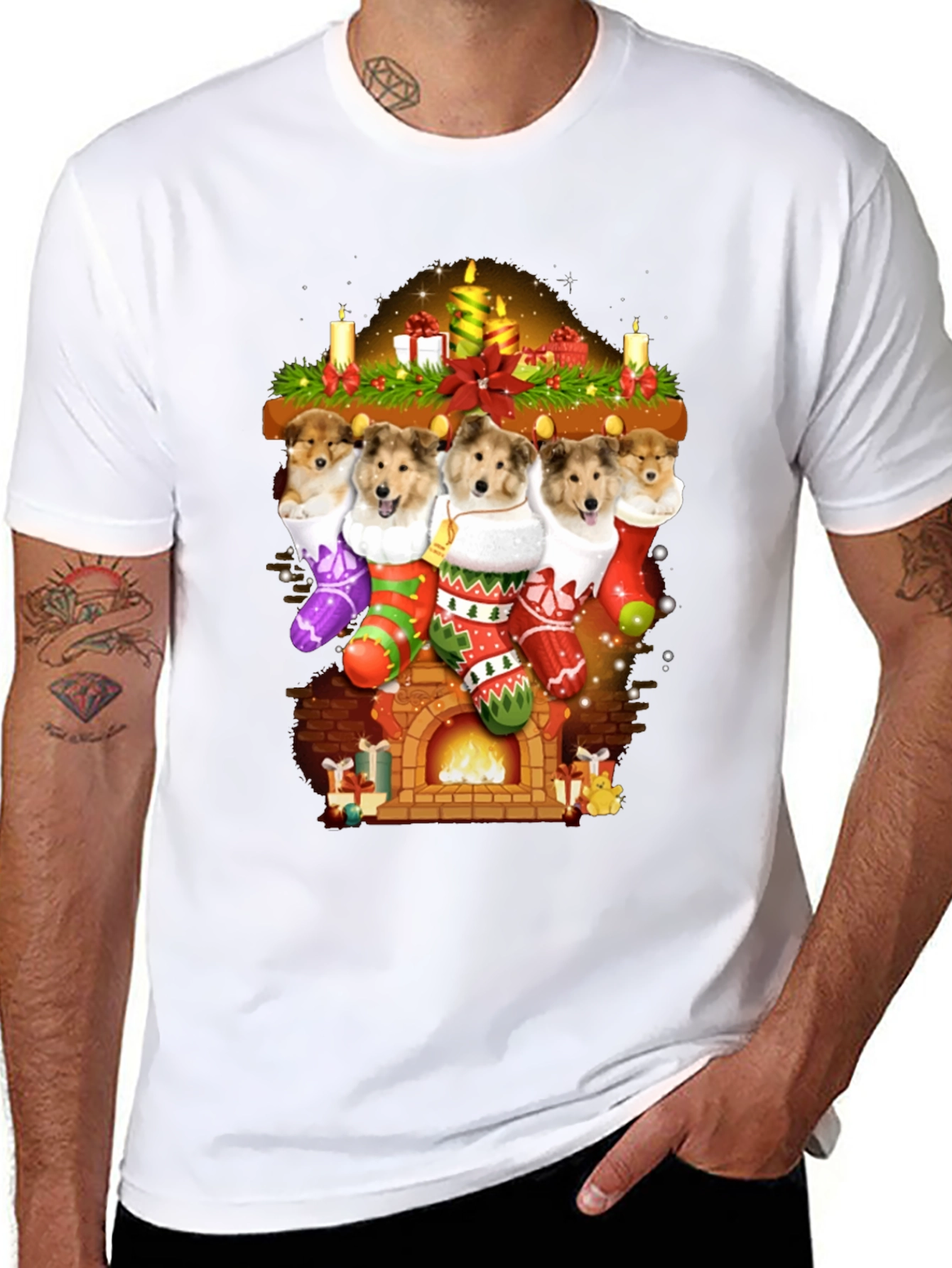 Festive Dog Stocking T-Shirt