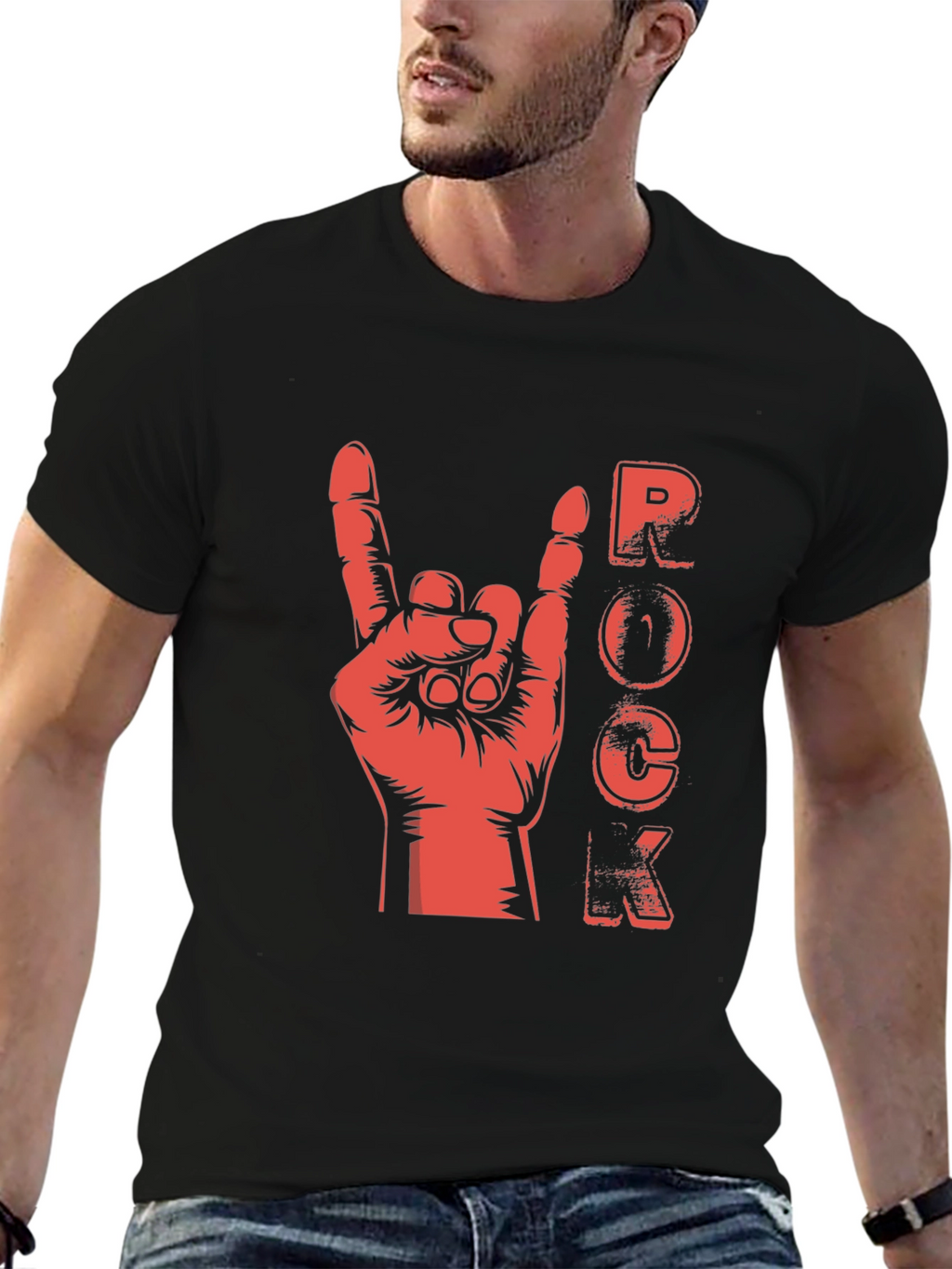 Rock Hand Gesture Graphic T-Shirt