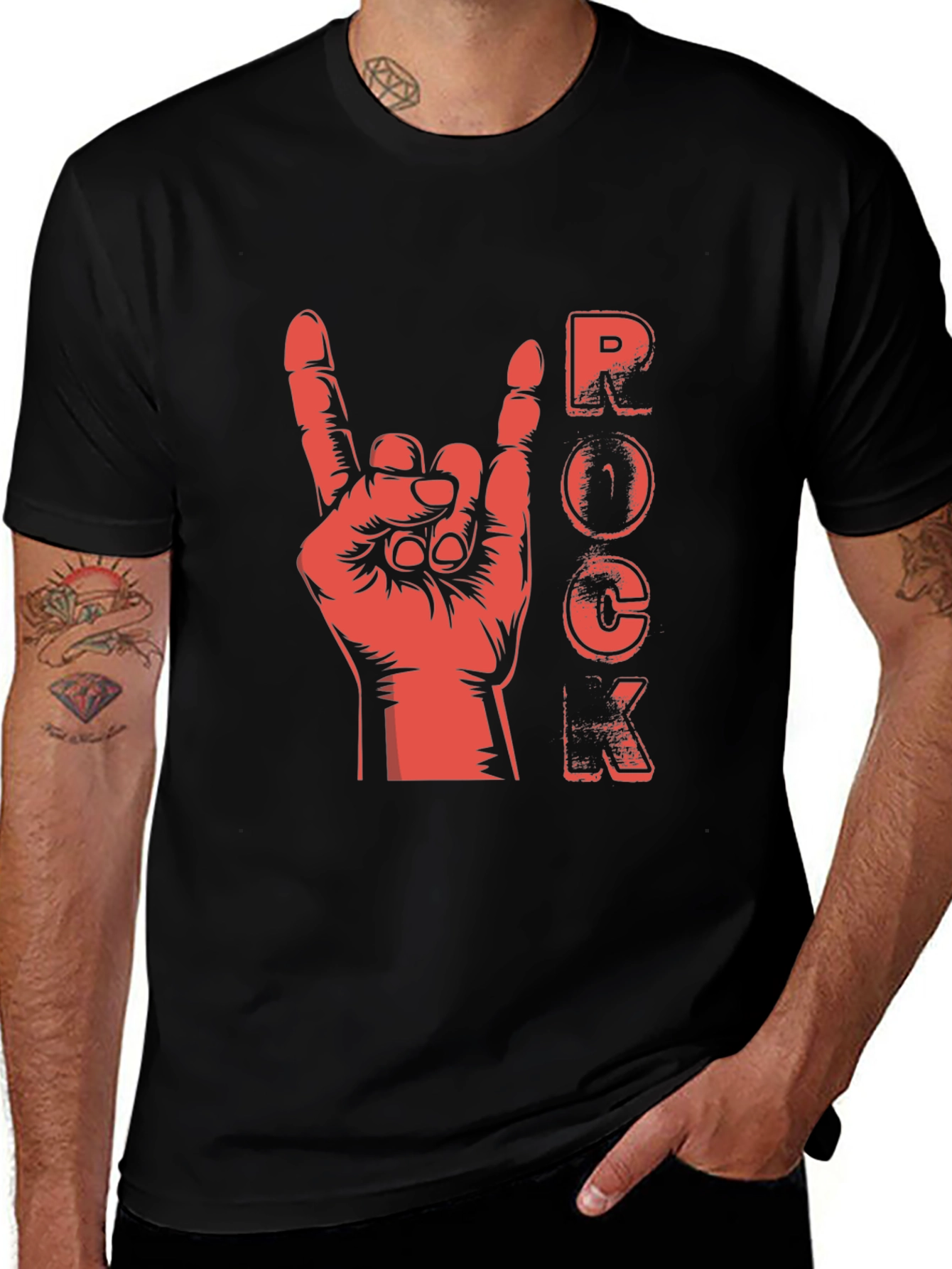 Rock Hand Gesture Graphic T-Shirt