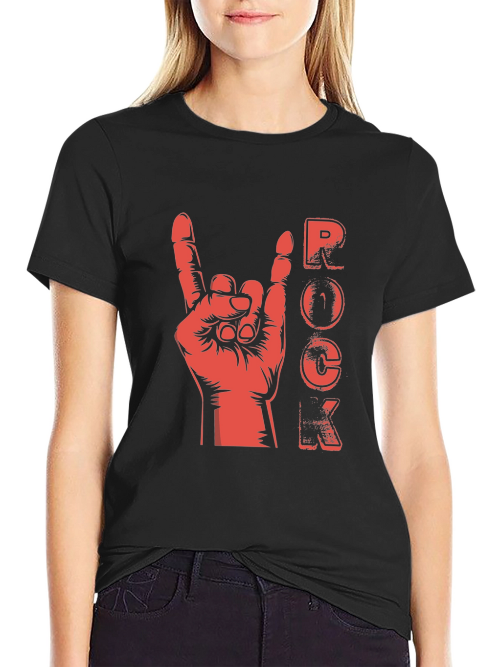 Rock Hand Gesture Graphic T-Shirt
