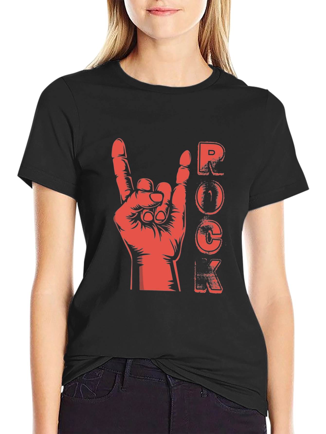 Rock Hand Gesture Graphic T-Shirt