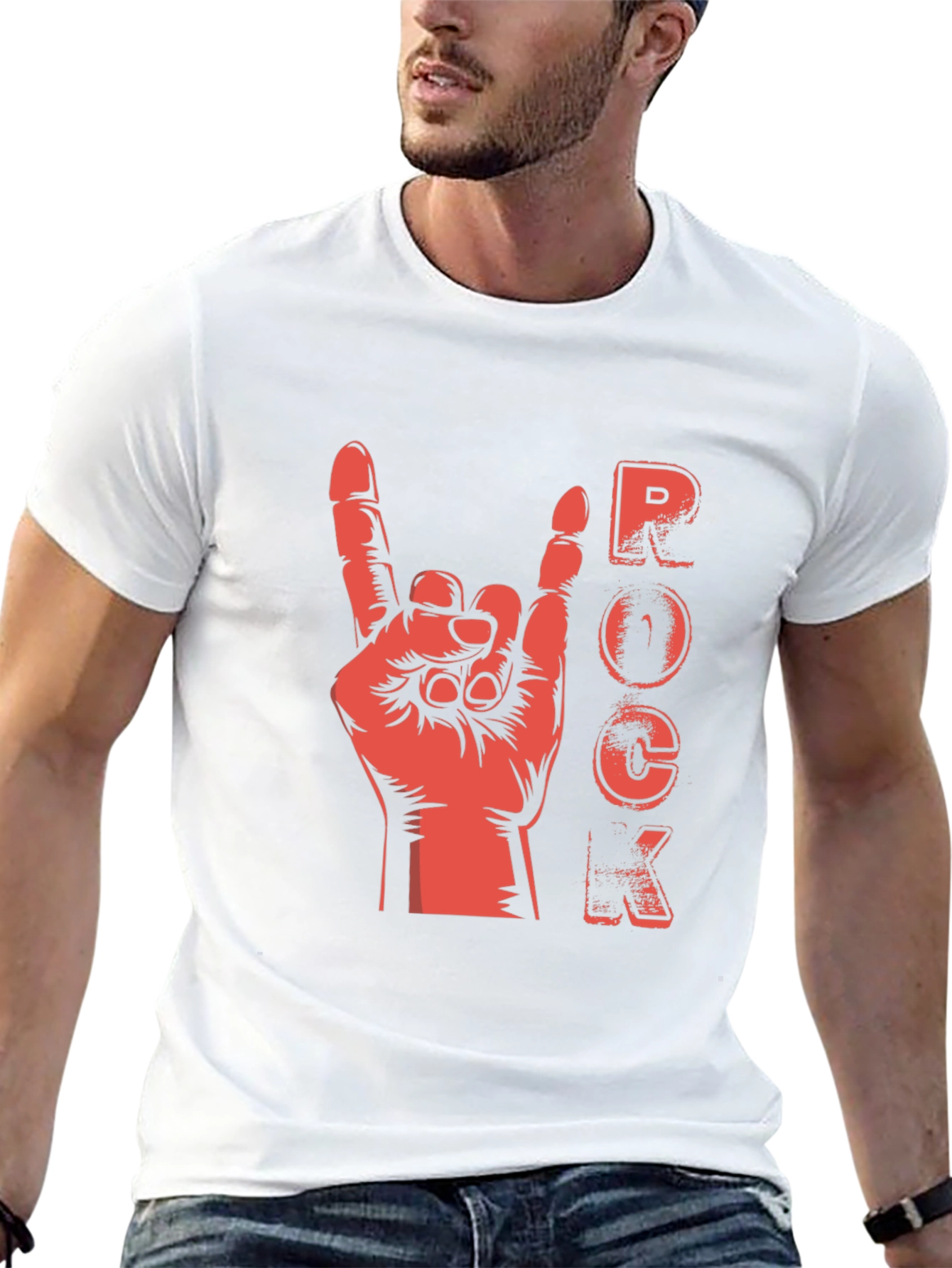 Rock Hand Gesture Graphic T-Shirt