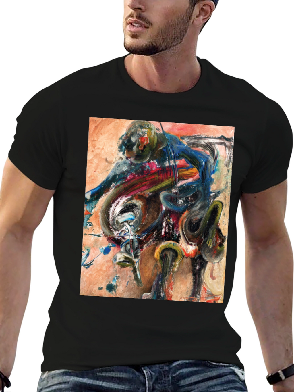Abstract Motorcycle Rider Graphic Tee