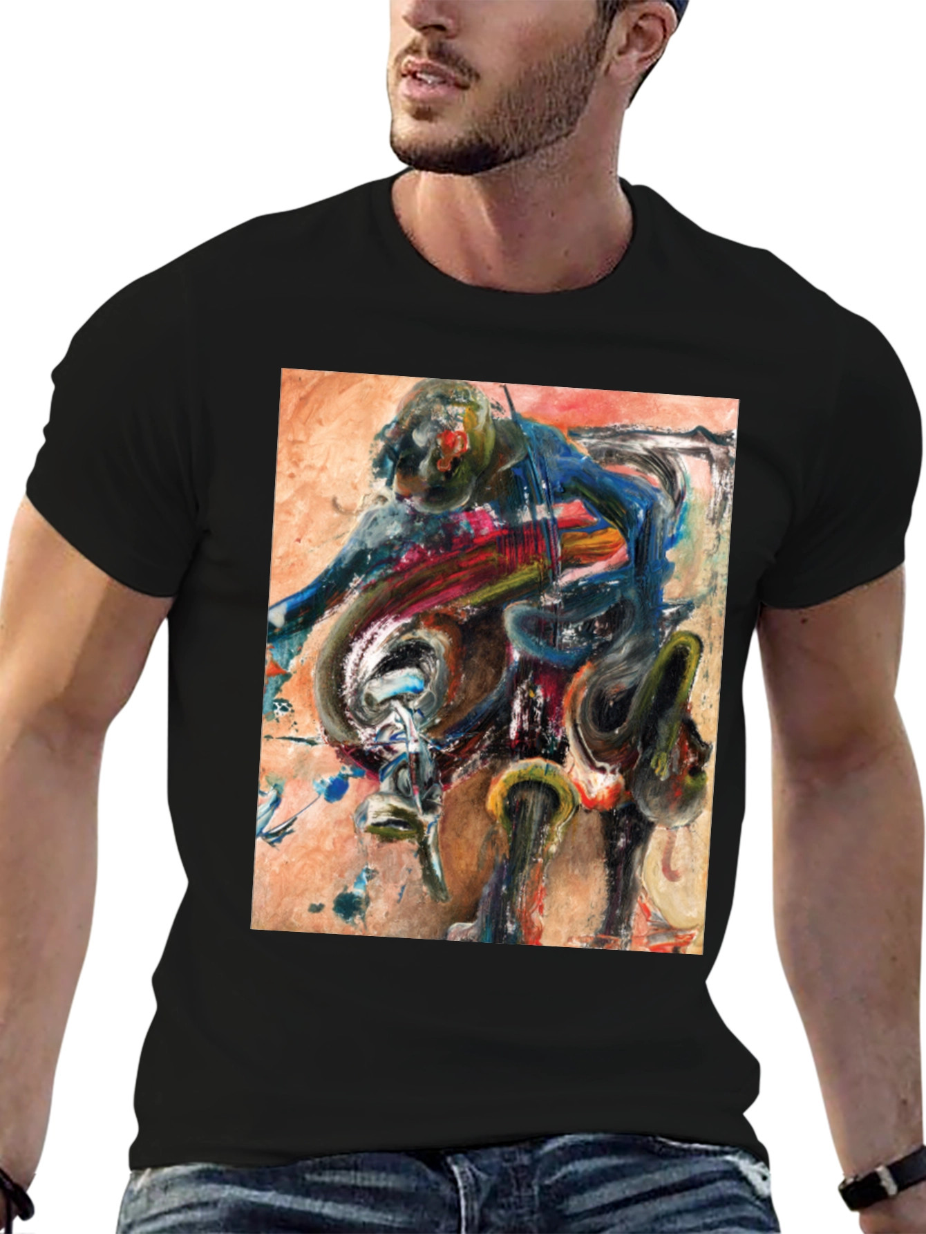Abstract Motorcycle Rider Graphic Tee