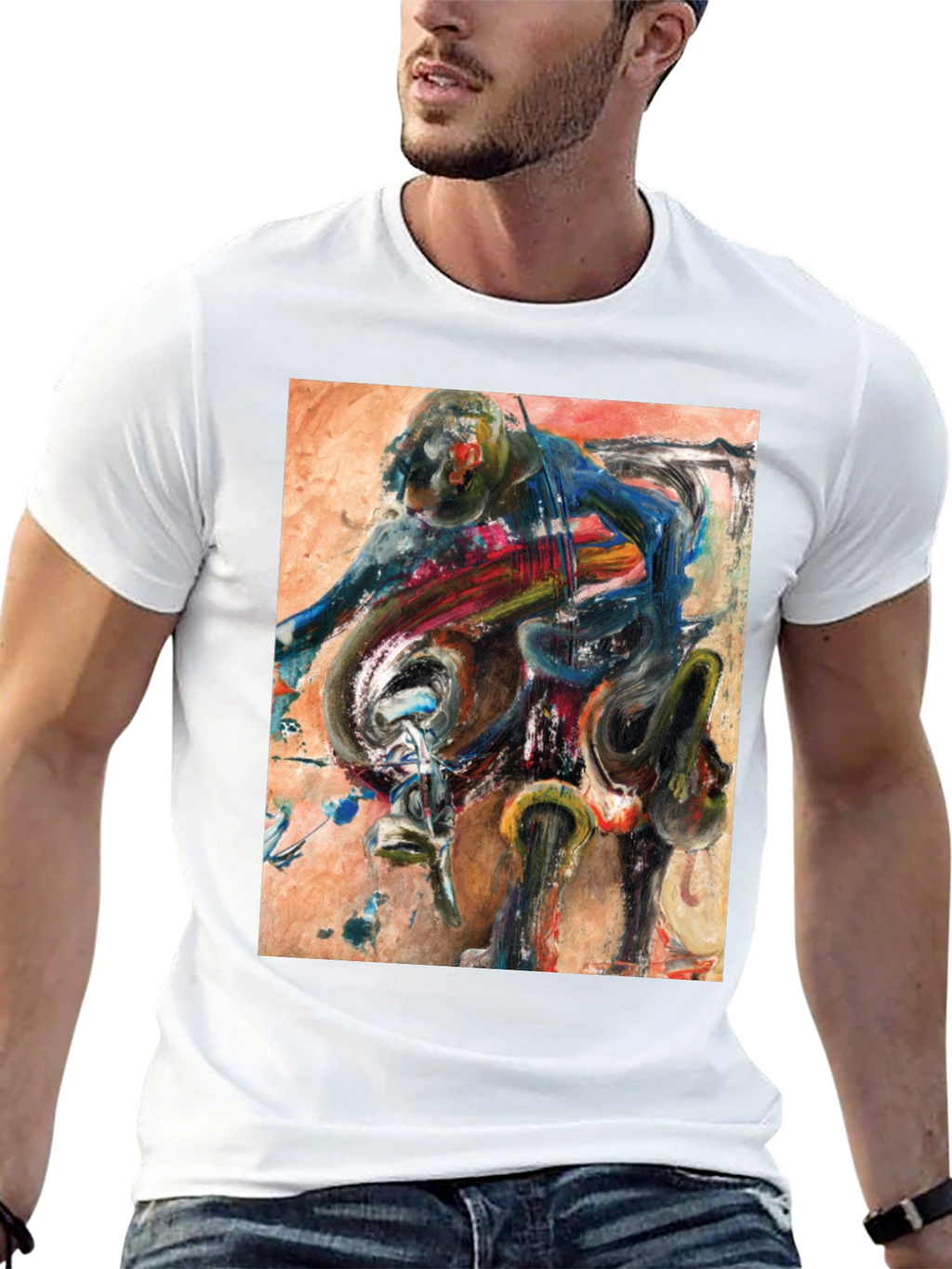 Abstract Motorcycle Rider Graphic Tee