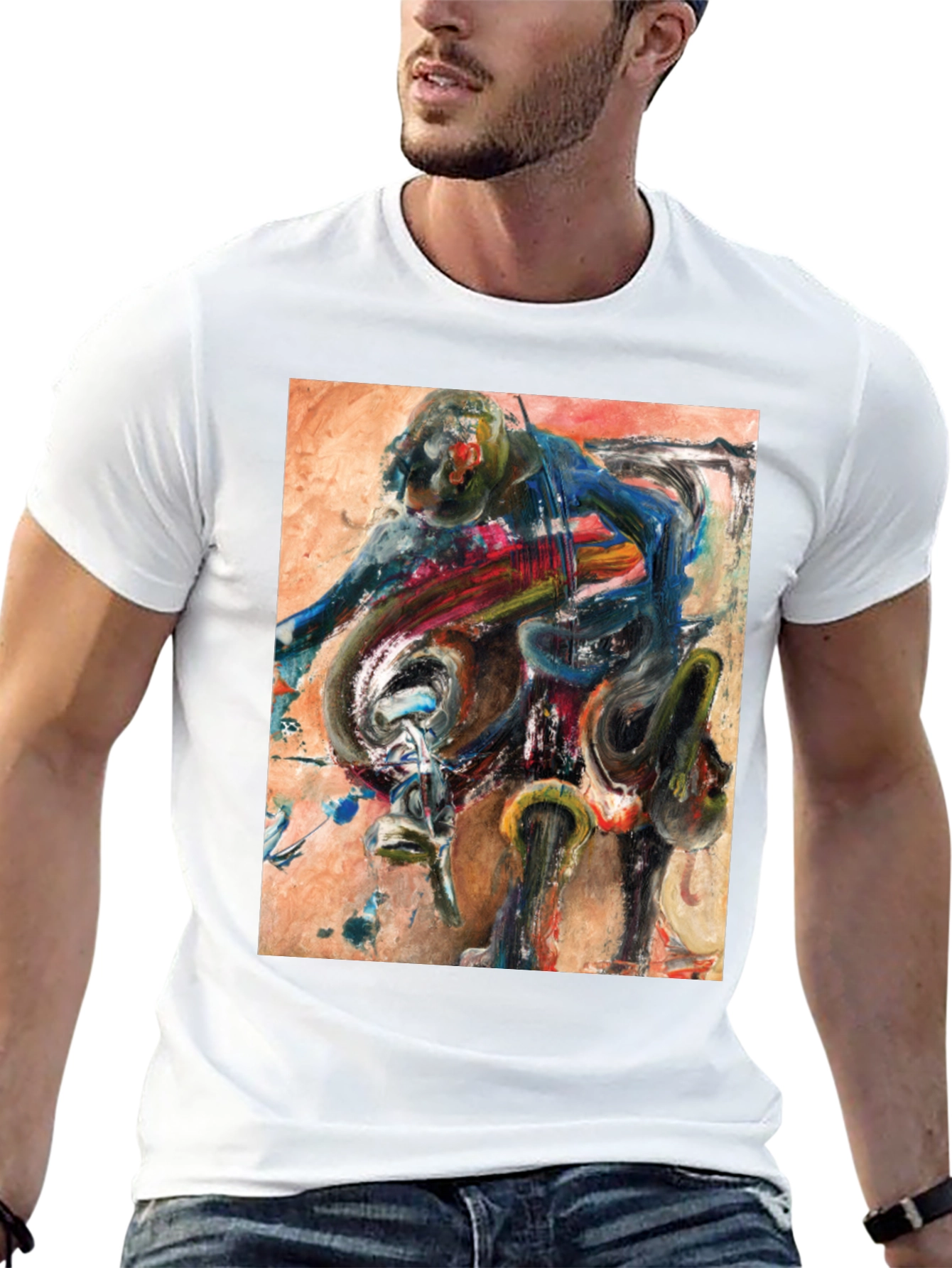 Abstract Motorcycle Rider Graphic Tee
