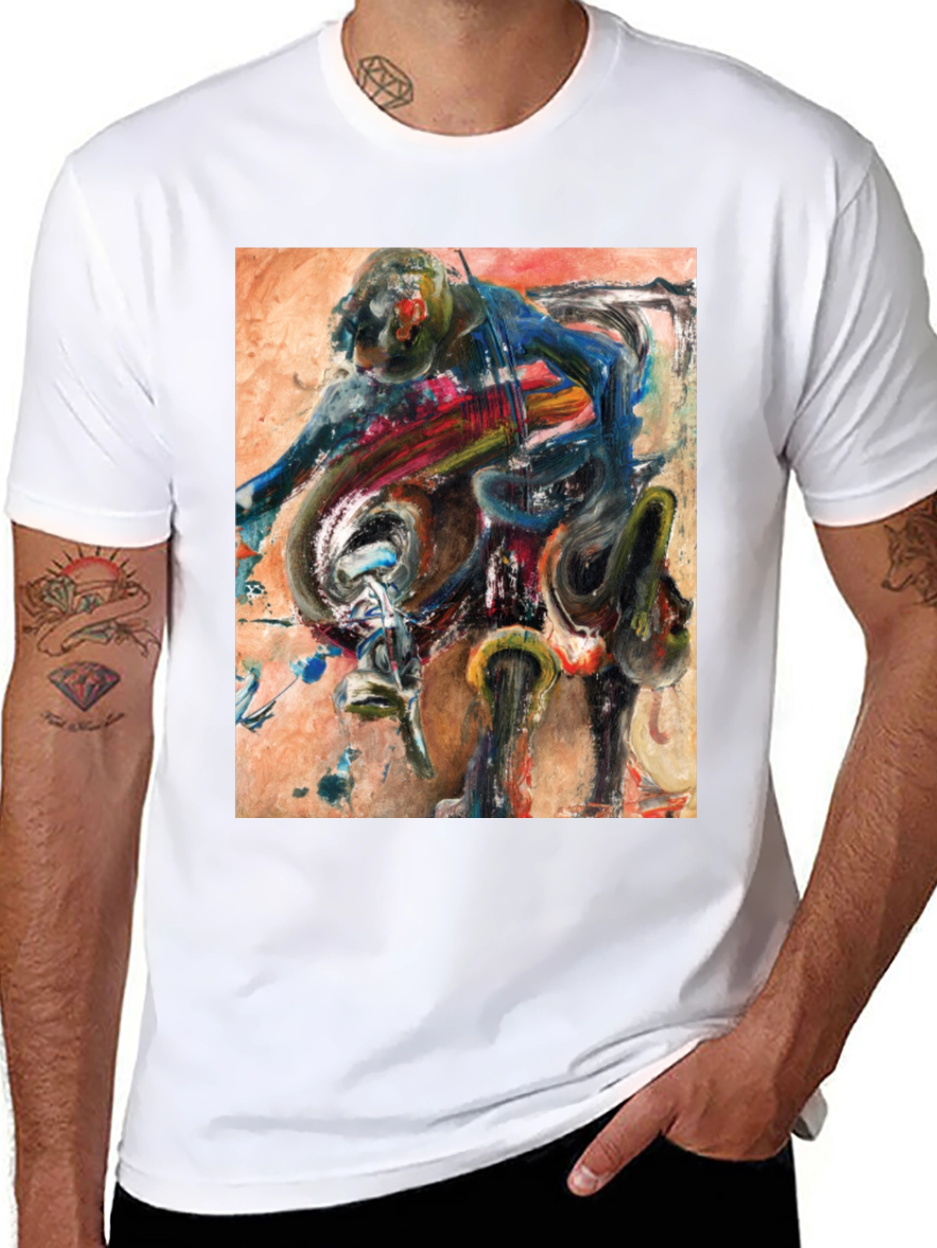 Abstract Motorcycle Rider Graphic Tee