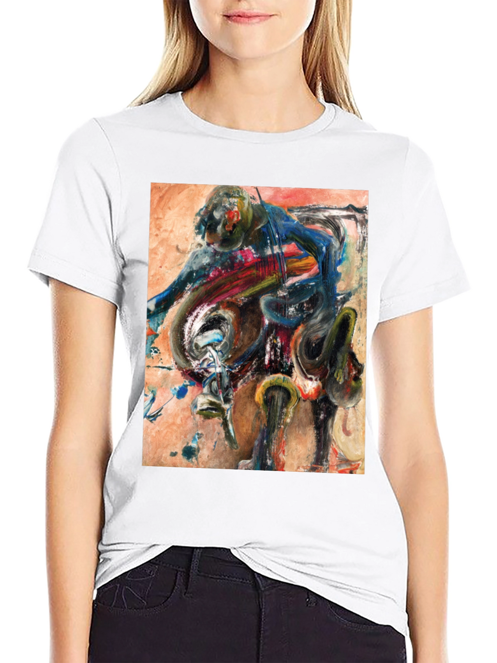 Abstract Motorcycle Rider Graphic Tee