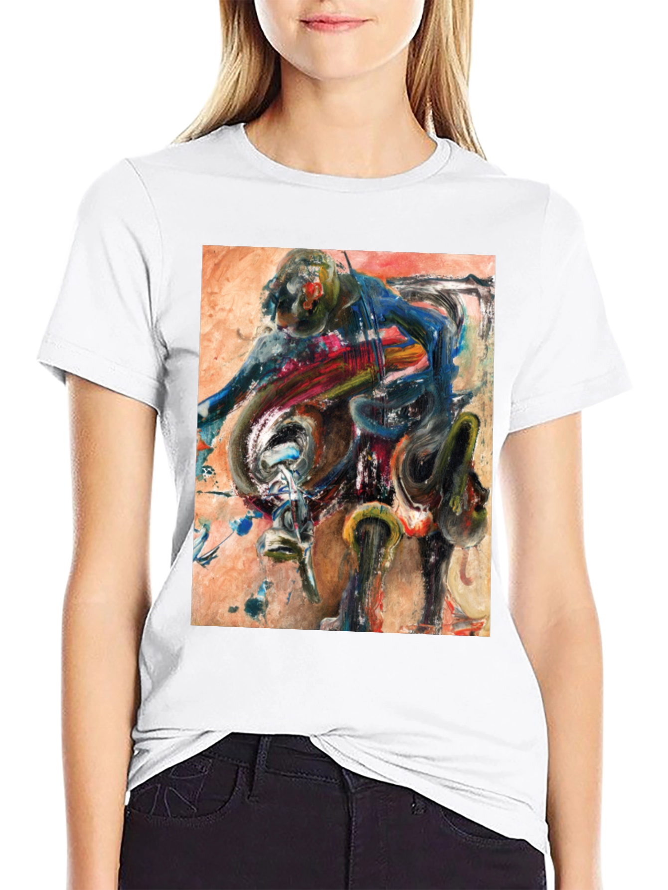 Abstract Motorcycle Rider Graphic Tee