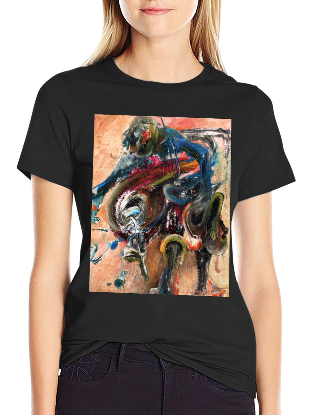 Abstract Motorcycle Rider Graphic Tee