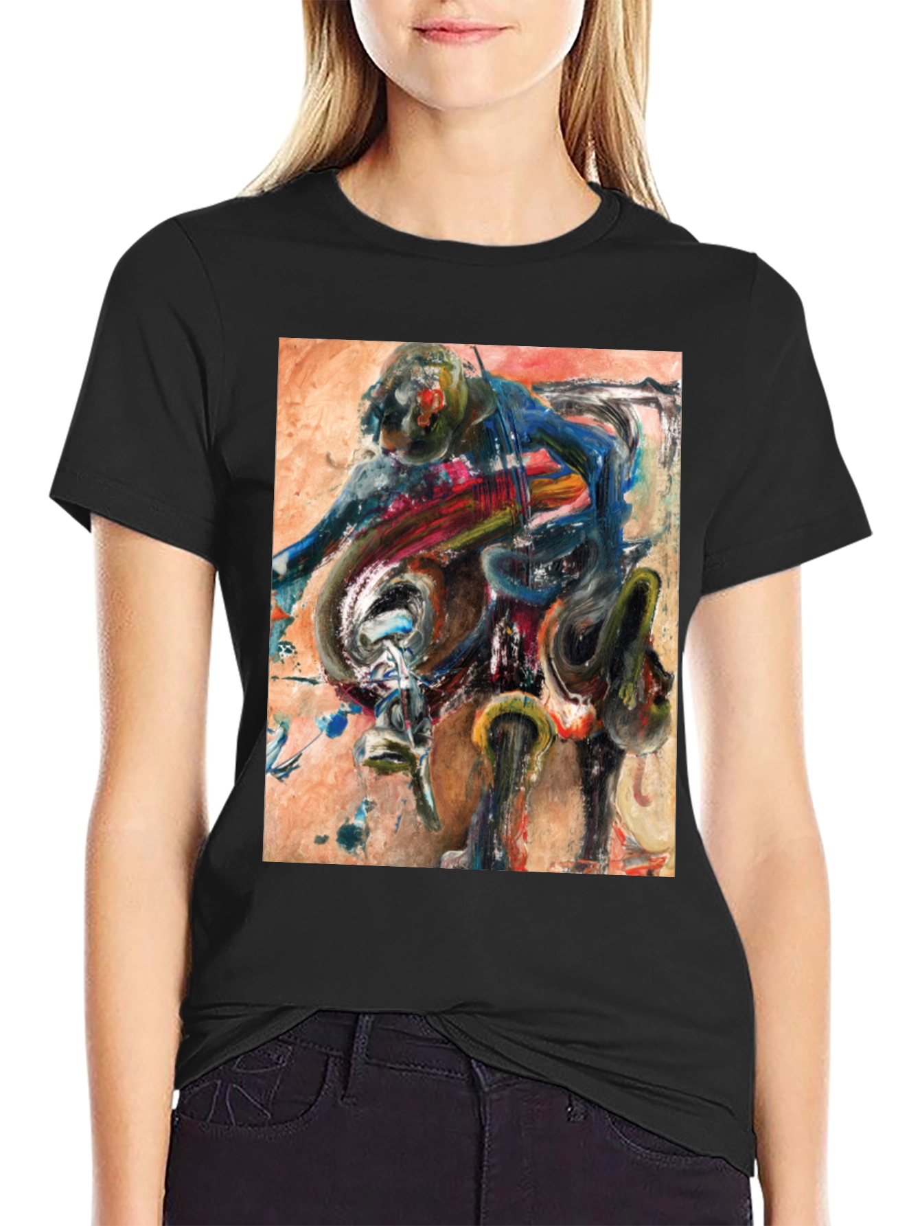 Abstract Motorcycle Rider Graphic Tee