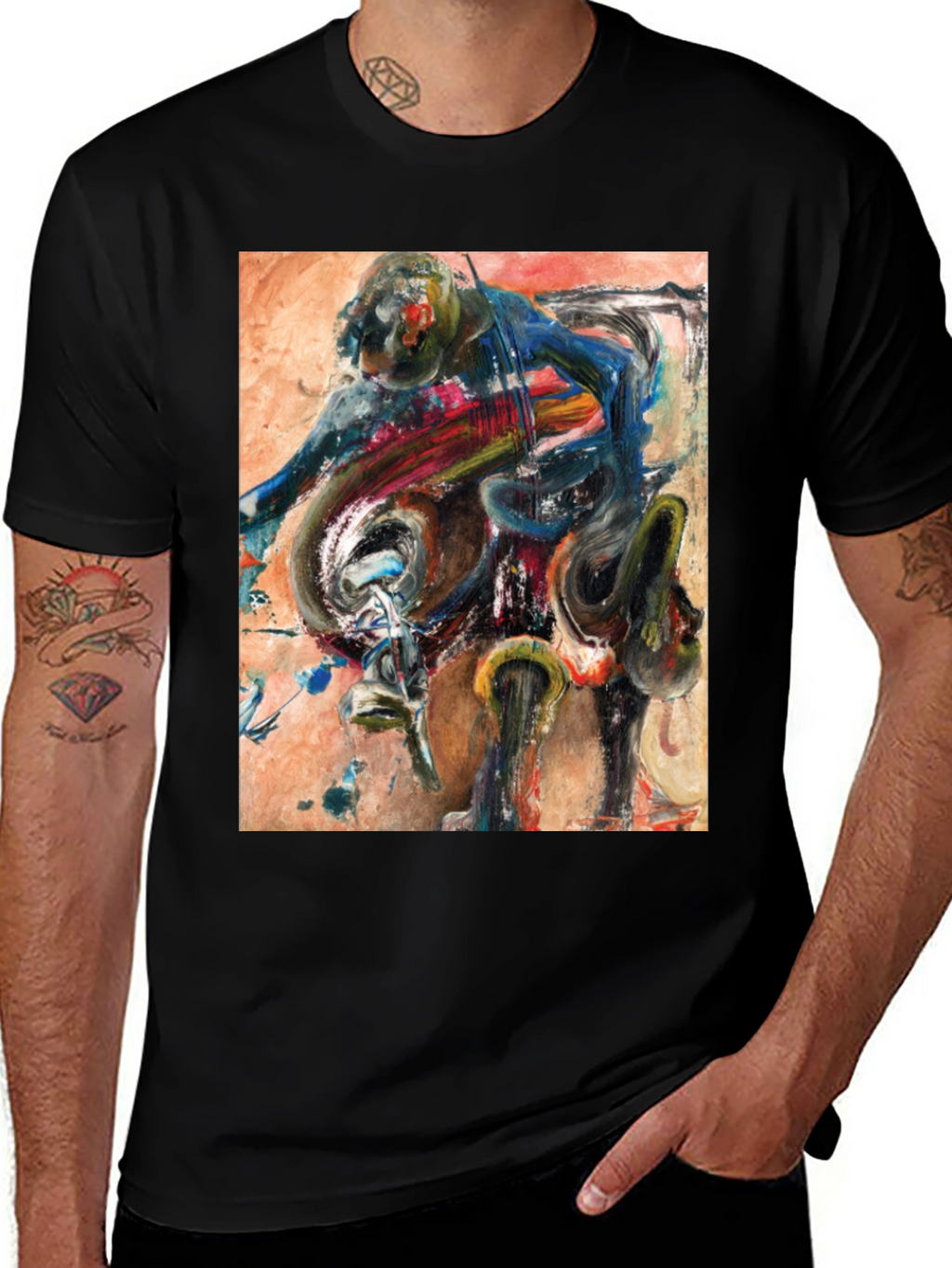 Abstract Motorcycle Rider Graphic Tee