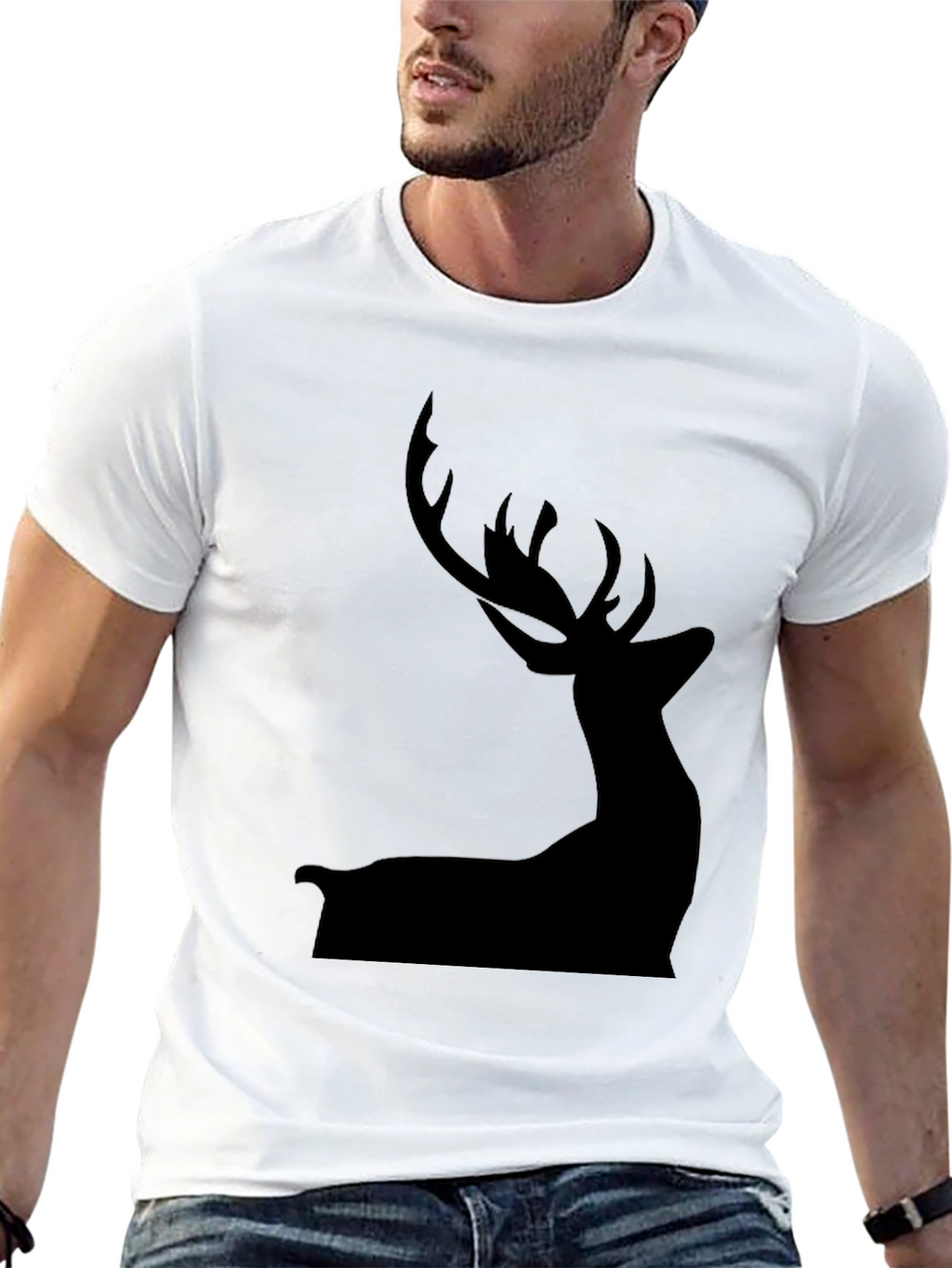 Mens Black Deer Silhouette T-Shirt
