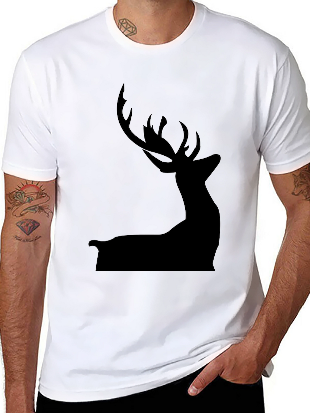 Mens Black Deer Silhouette T-Shirt