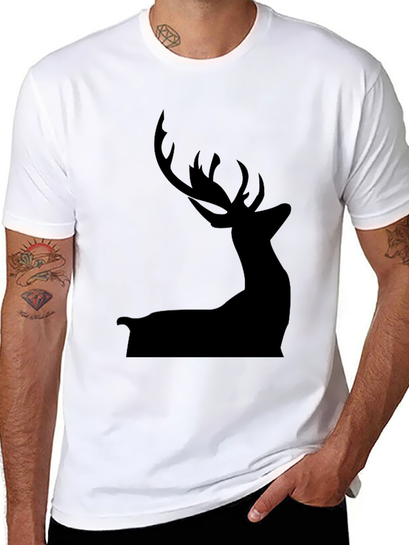 Mens Black Deer Silhouette T-Shirt