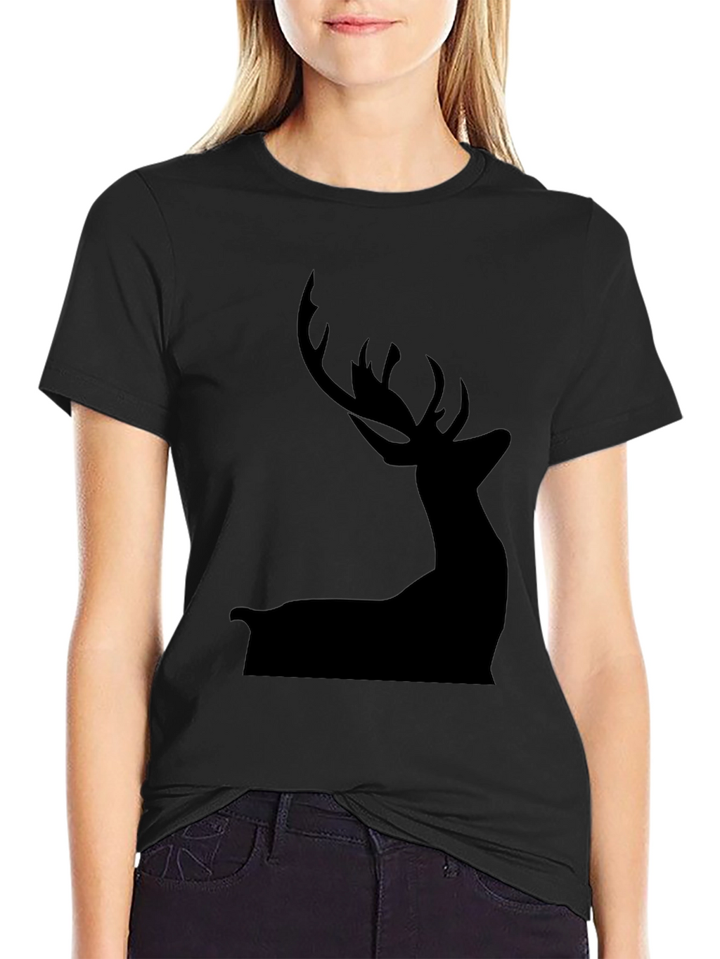 Mens Black Deer Silhouette T-Shirt