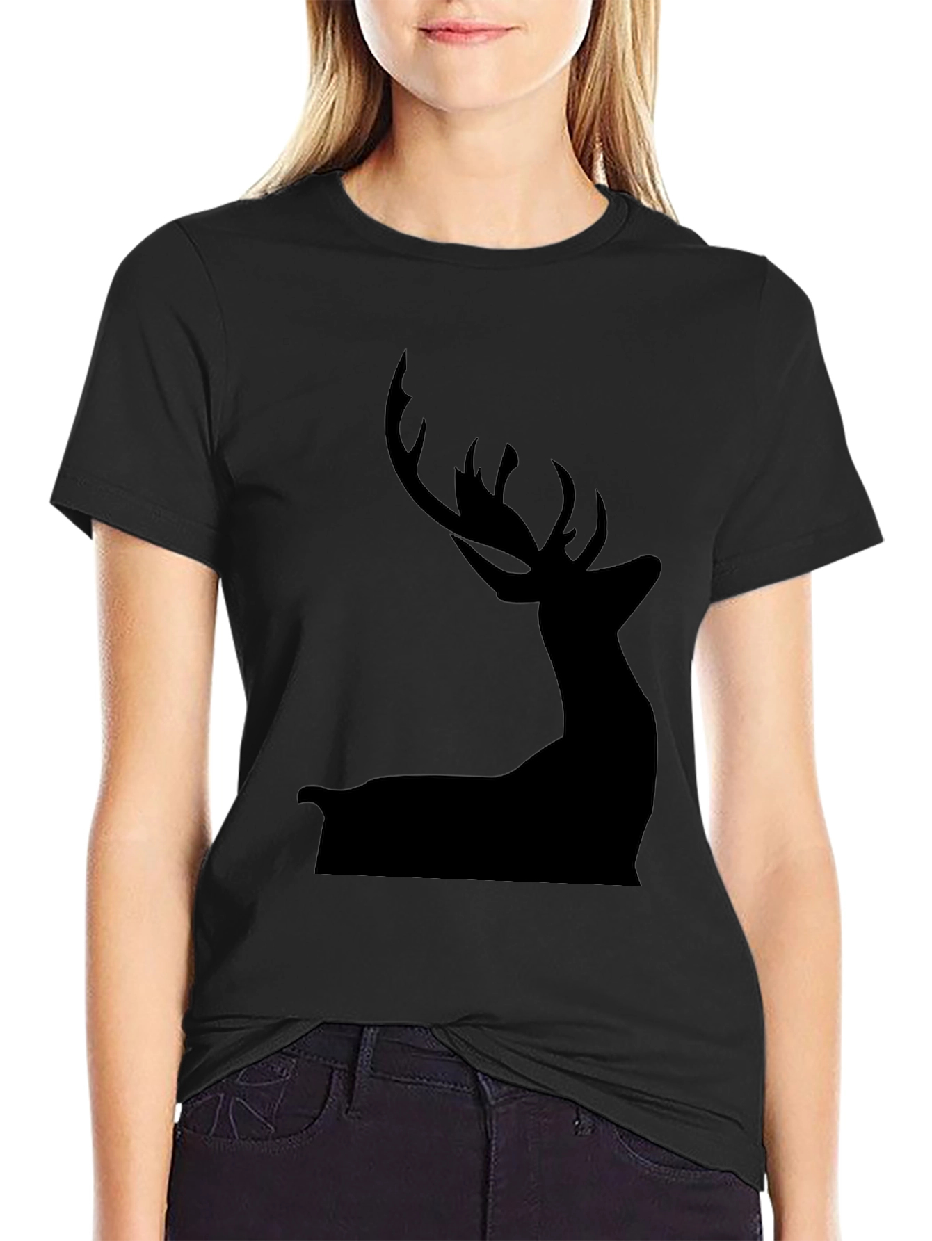 Mens Black Deer Silhouette T-Shirt