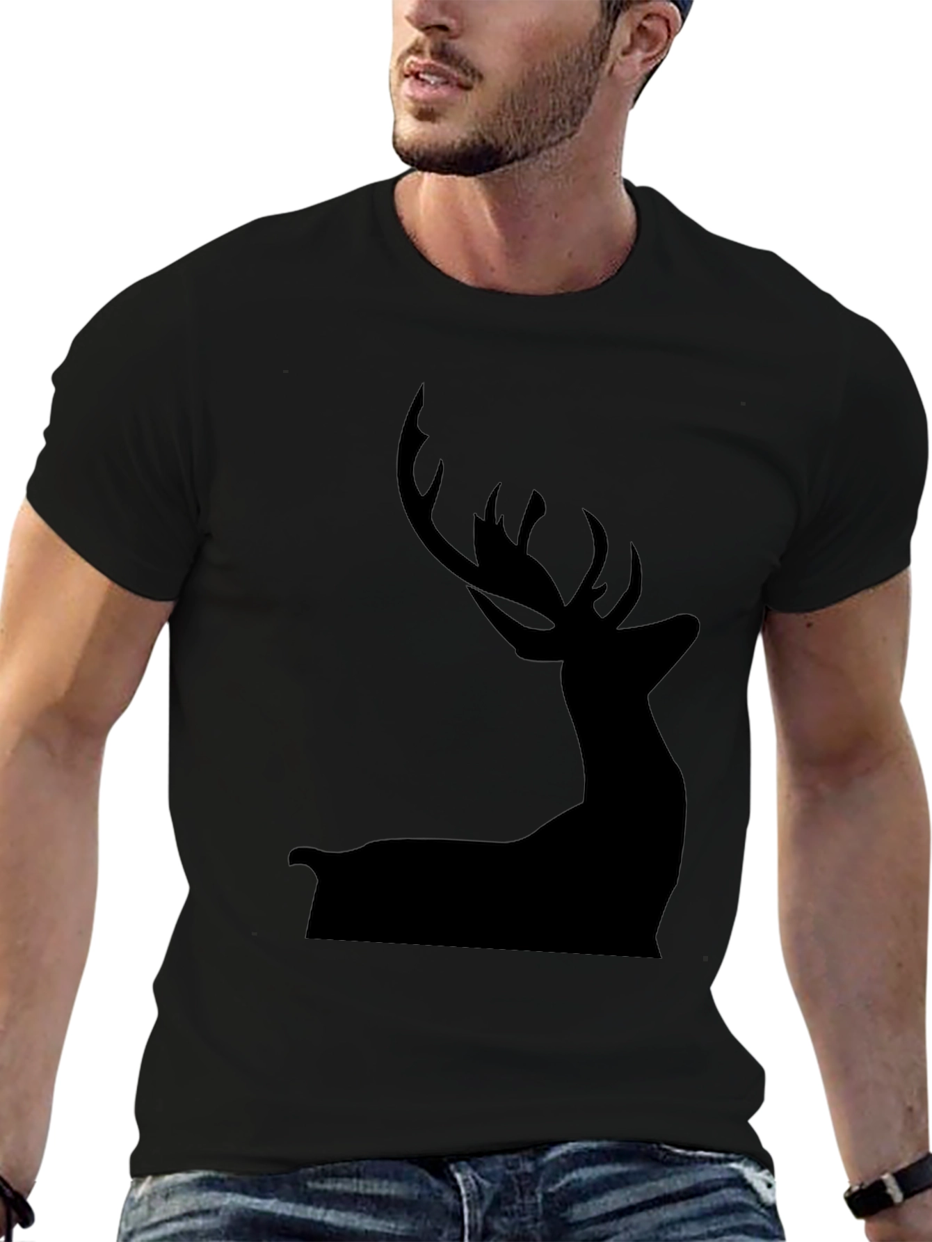Mens Black Deer Silhouette T-Shirt