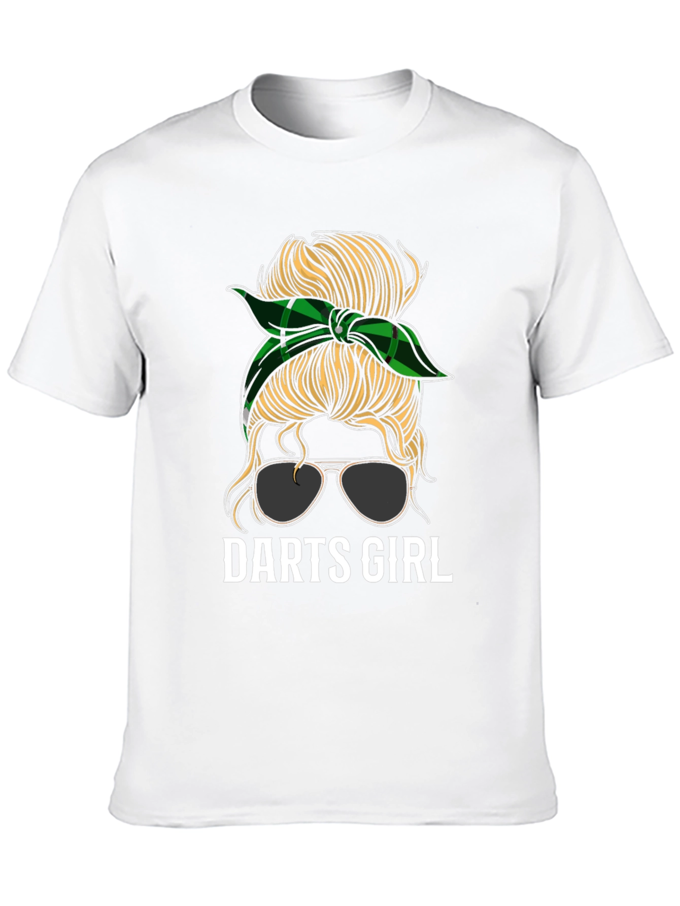 Darts Girl Messy Bun Graphic Tee - Black T-Shirt