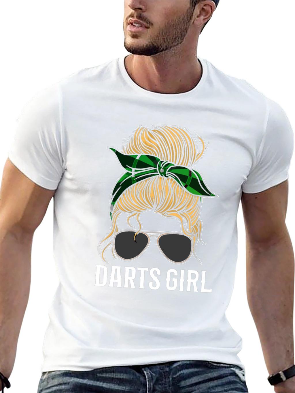 Darts Girl Messy Bun Graphic Tee - Black T-Shirt