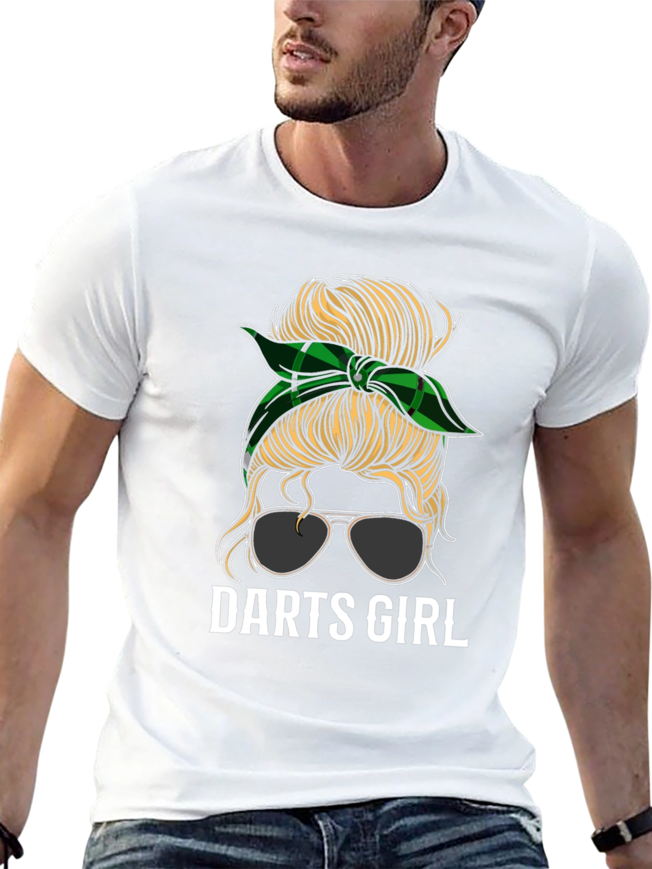 Darts Girl Messy Bun Graphic Tee - Black T-Shirt