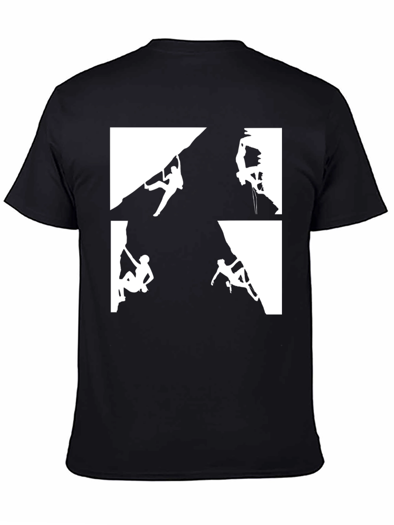 Climbing Silhouette Graphic Tee - Black Cotton Shirt