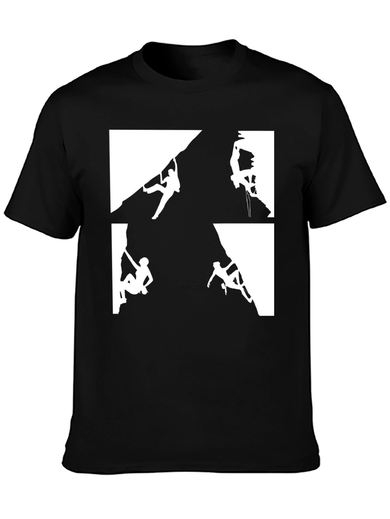 Climbing Silhouette Graphic Tee - Black Cotton Shirt