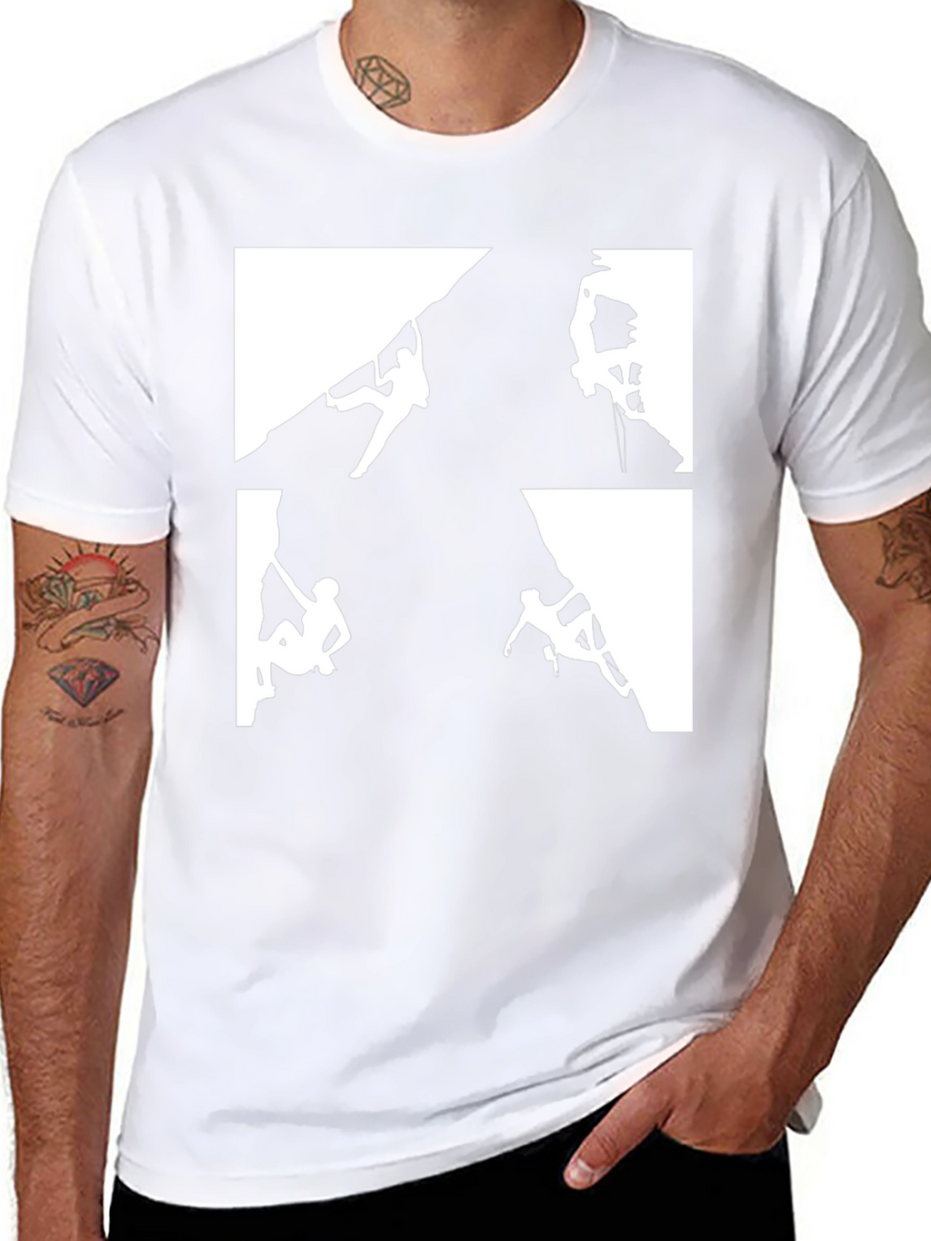 Climbing Silhouette Graphic Tee - Black Cotton Shirt