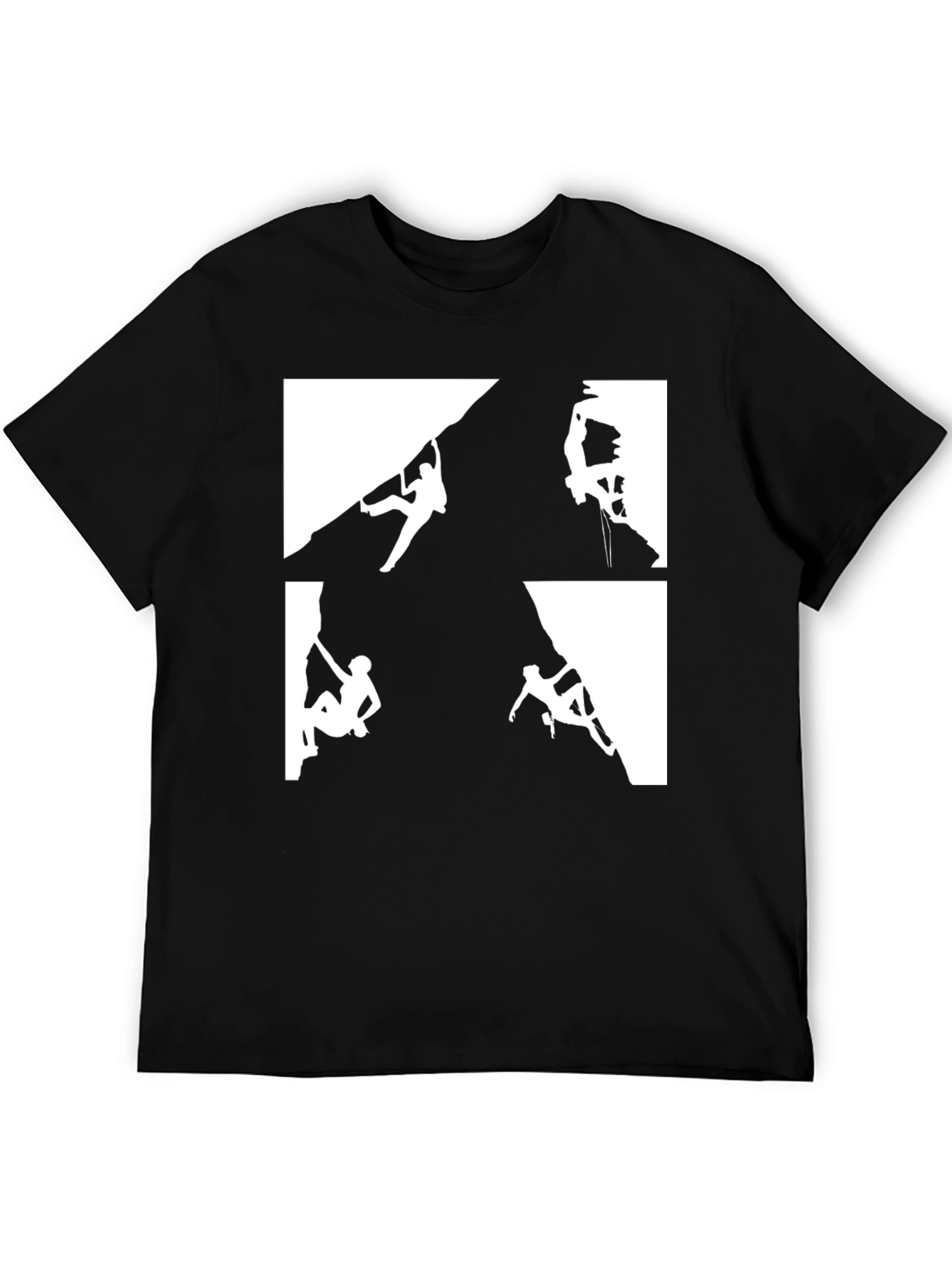 Climbing Silhouette Graphic Tee - Black Cotton Shirt