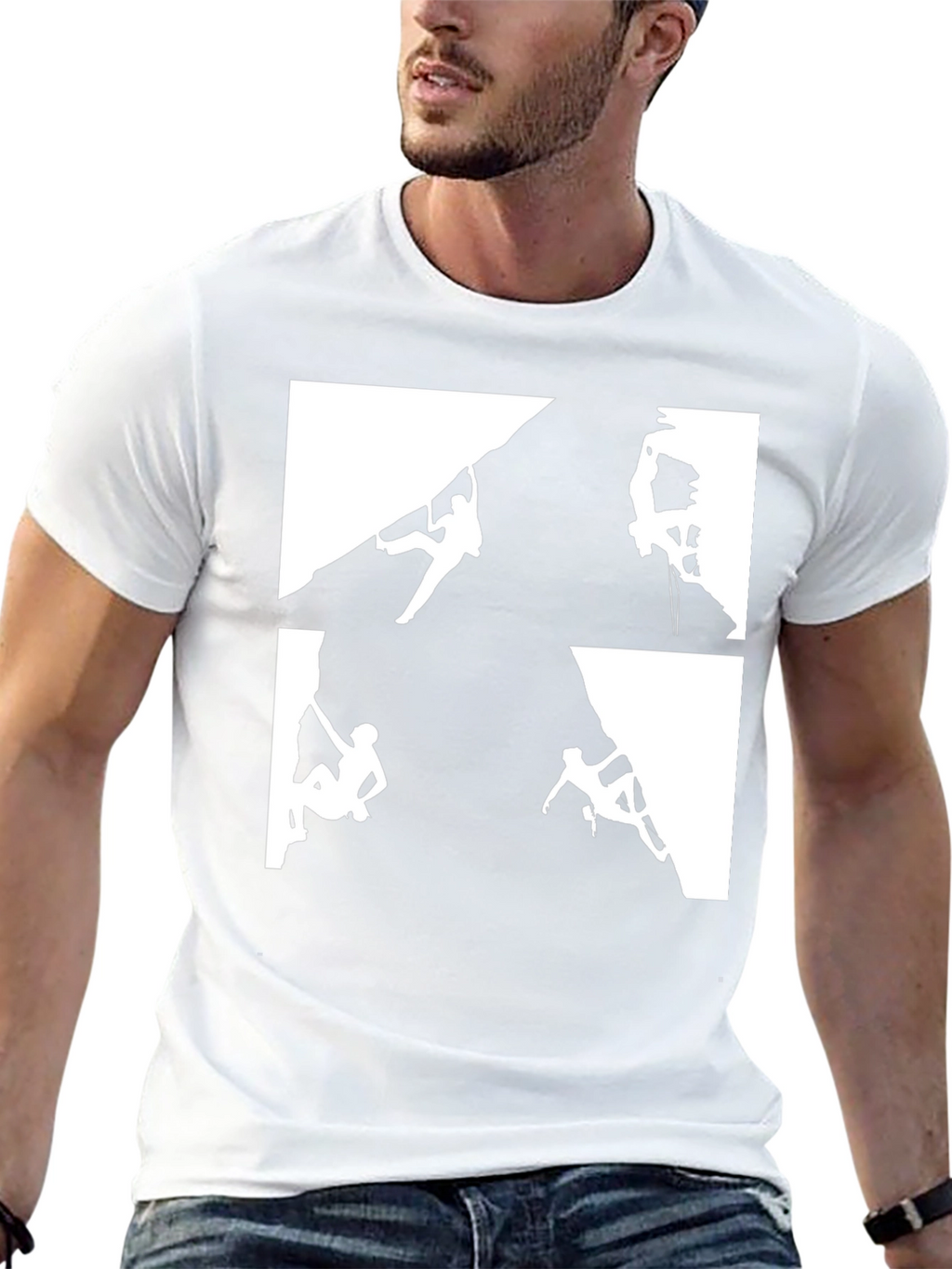 Climbing Silhouette Graphic Tee - Black Cotton Shirt