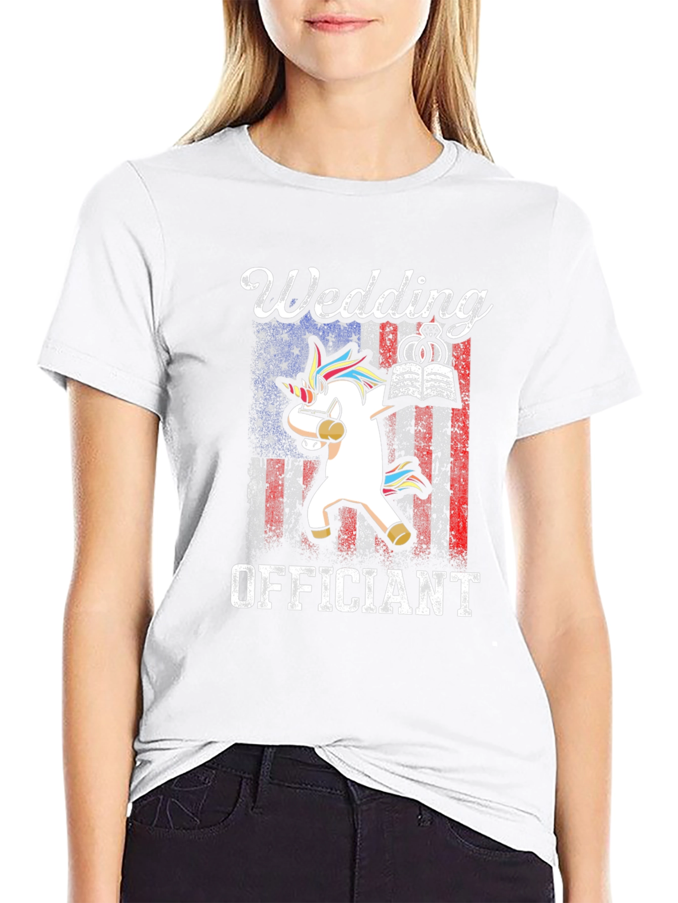 Wedding Officiant T-Shirt - Unicorn Dabbing