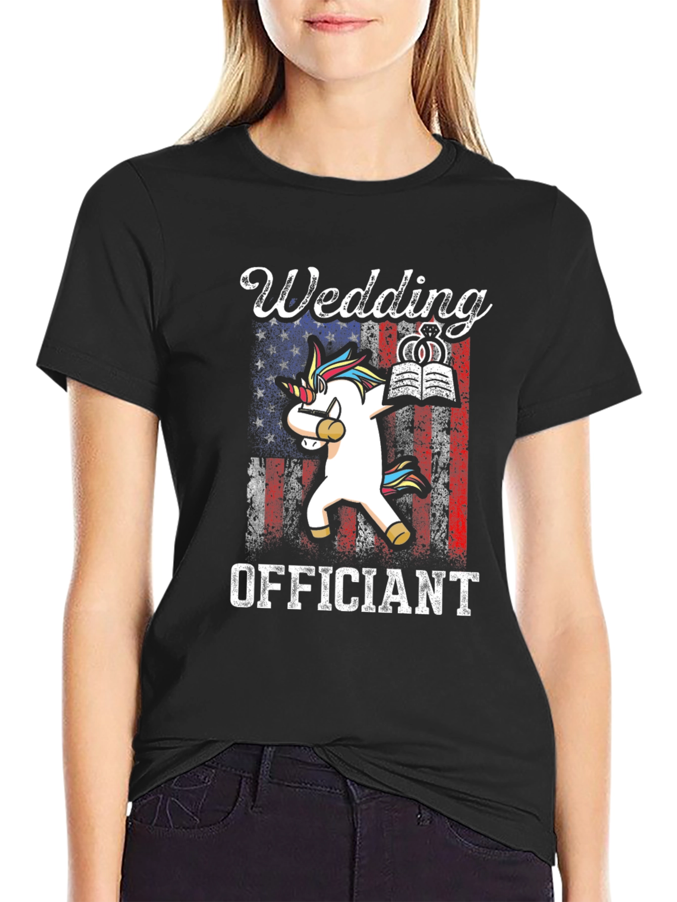 Wedding Officiant T-Shirt - Unicorn Dabbing