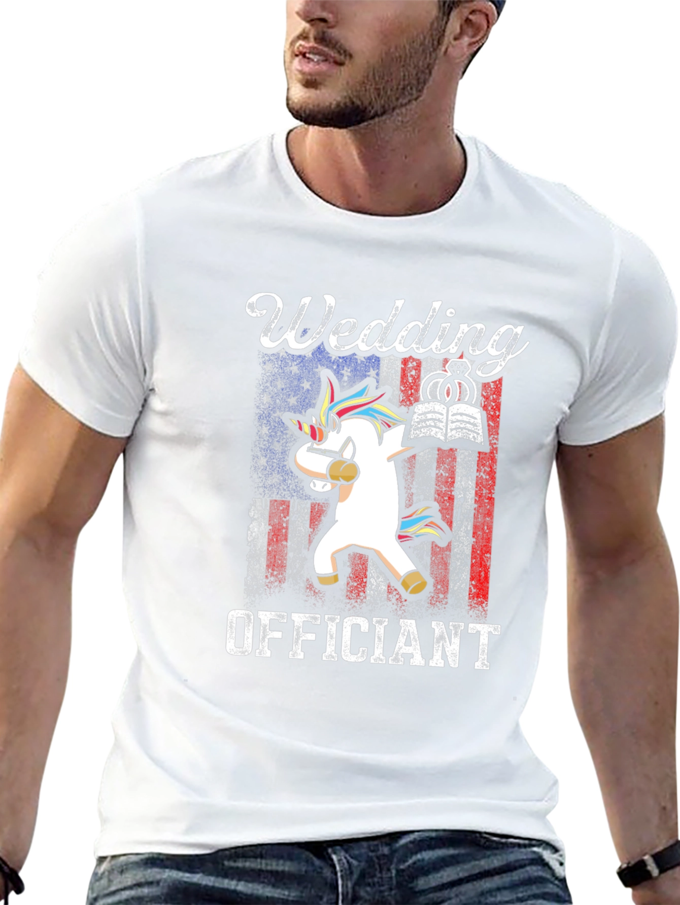 Wedding Officiant T-Shirt - Unicorn Dabbing