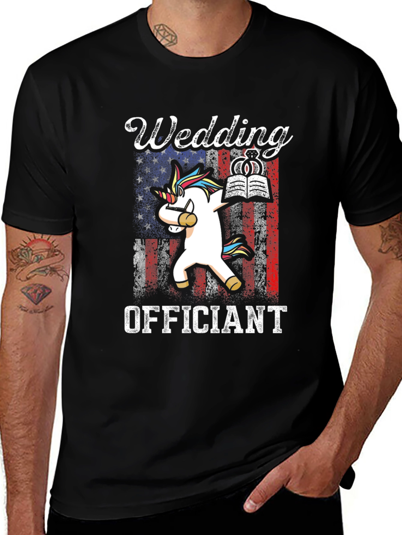 Wedding Officiant T-Shirt - Unicorn Dabbing
