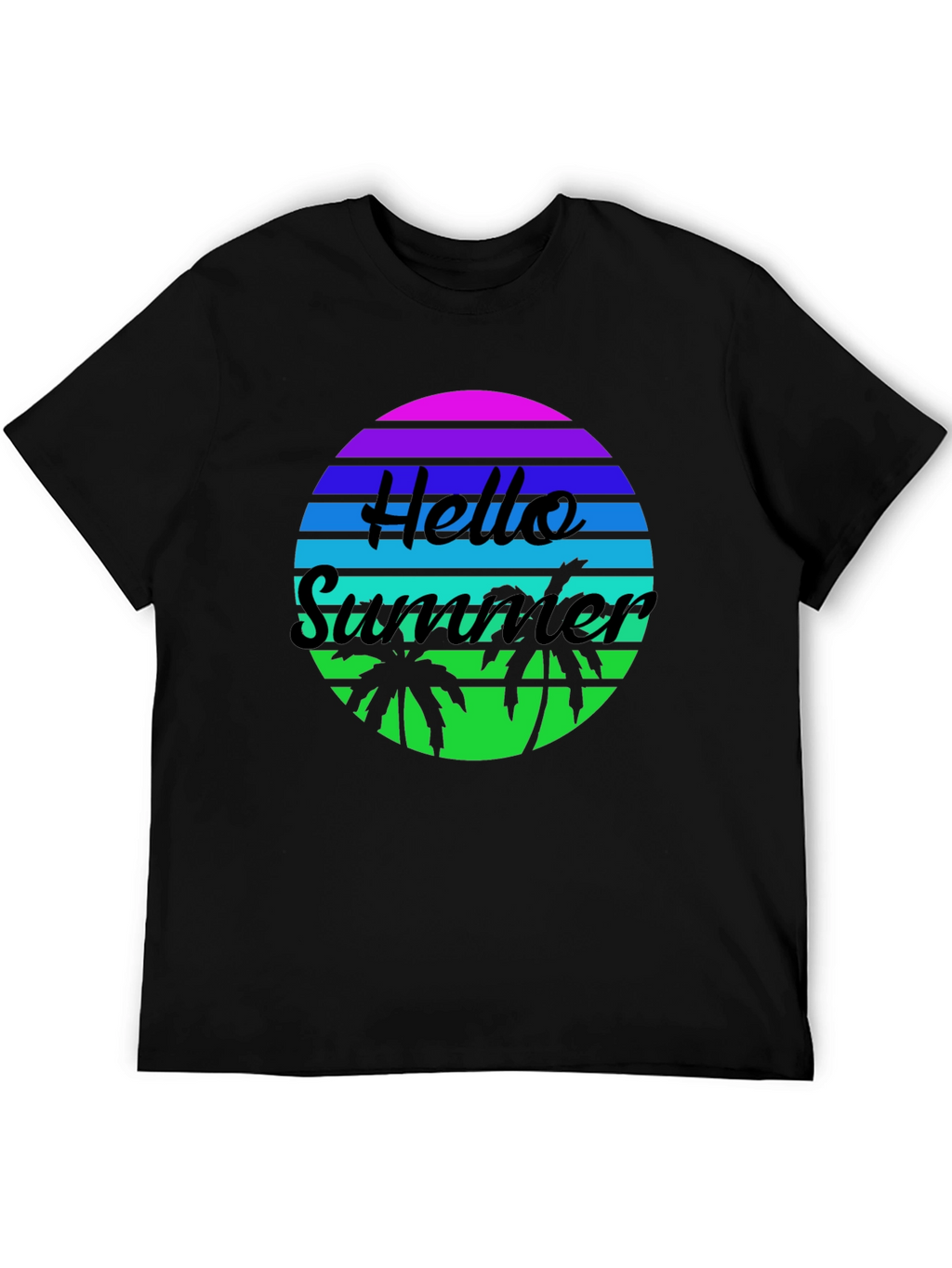 Hello Summer Retro Sunset Graphic T-Shirt