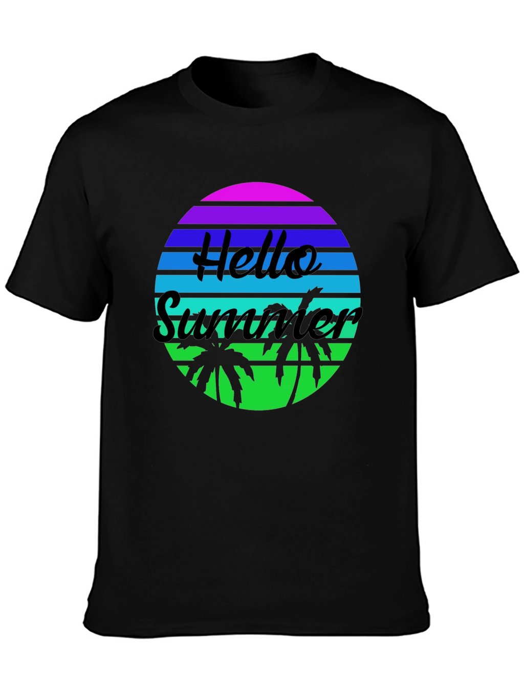 Hello Summer Retro Sunset Graphic T-Shirt