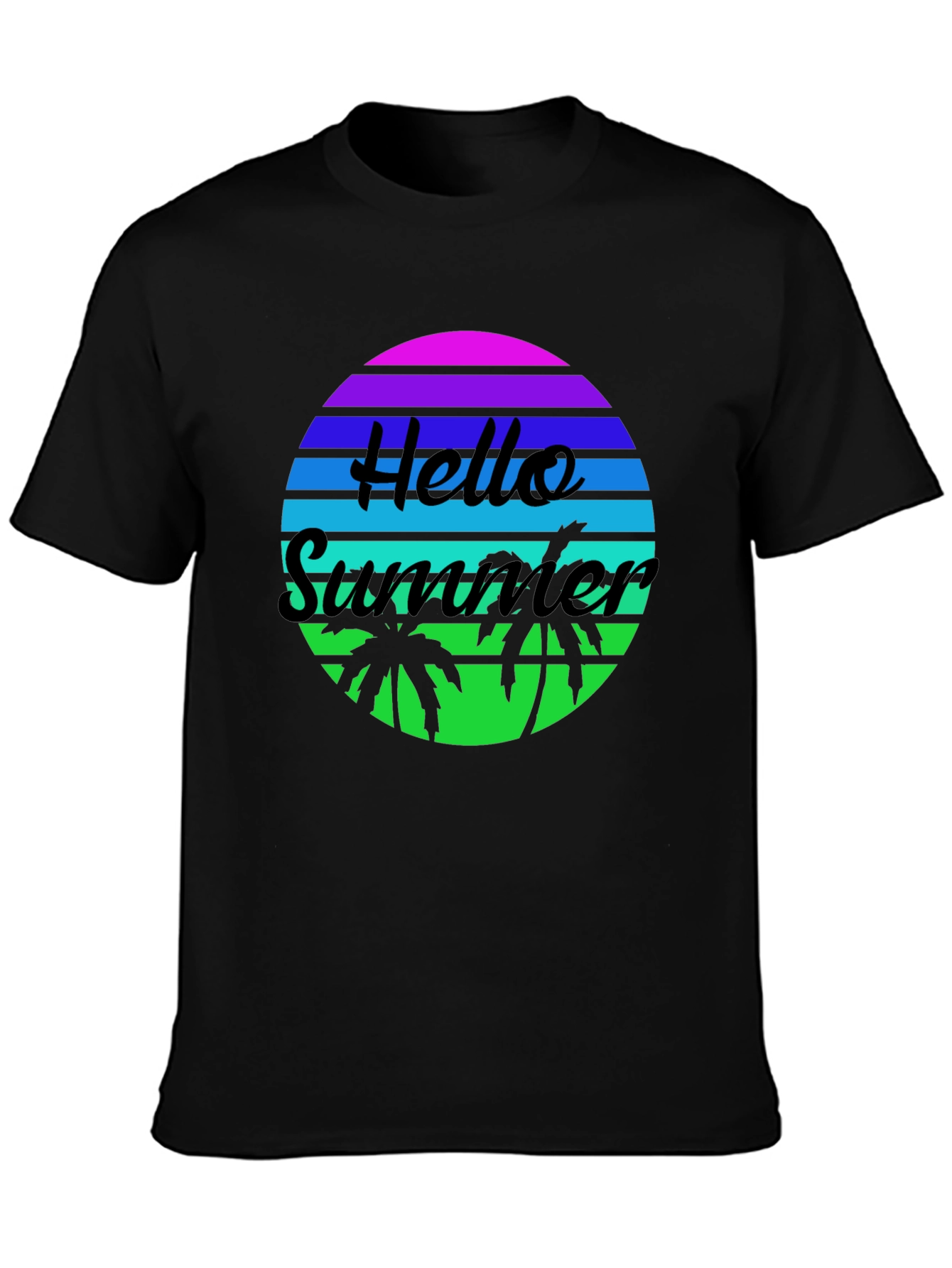 Hello Summer Retro Sunset Graphic T-Shirt