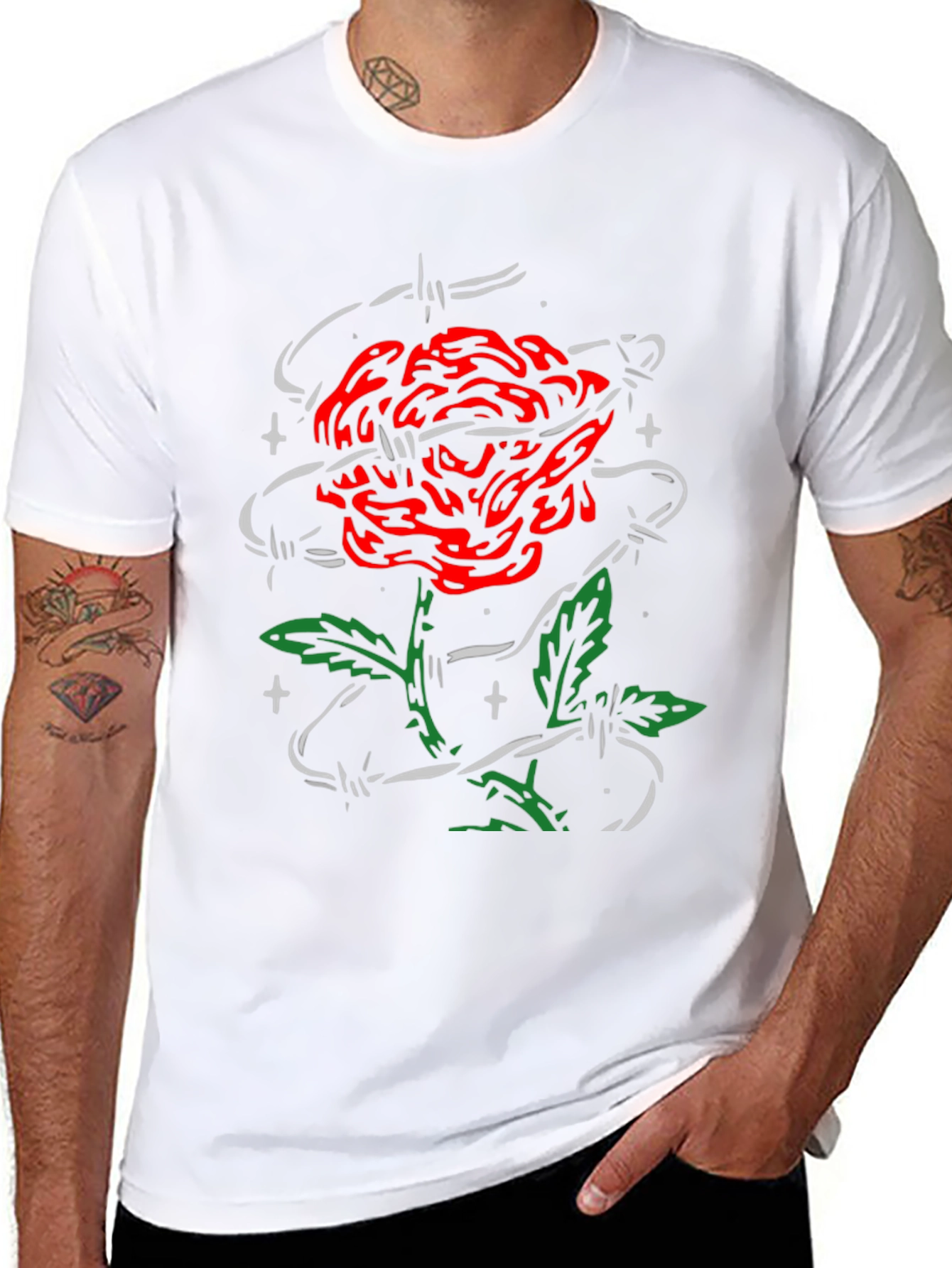 Rose and Barbed Wire Graphic Tee