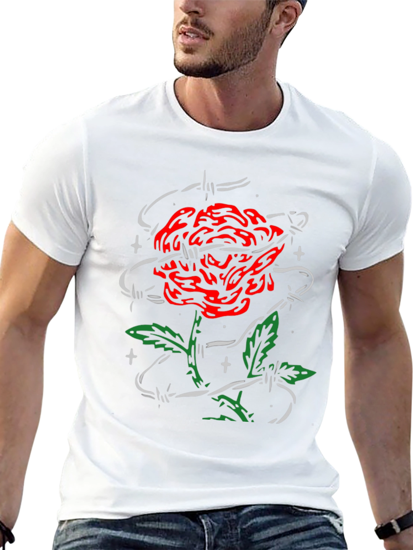 Rose and Barbed Wire Graphic Tee